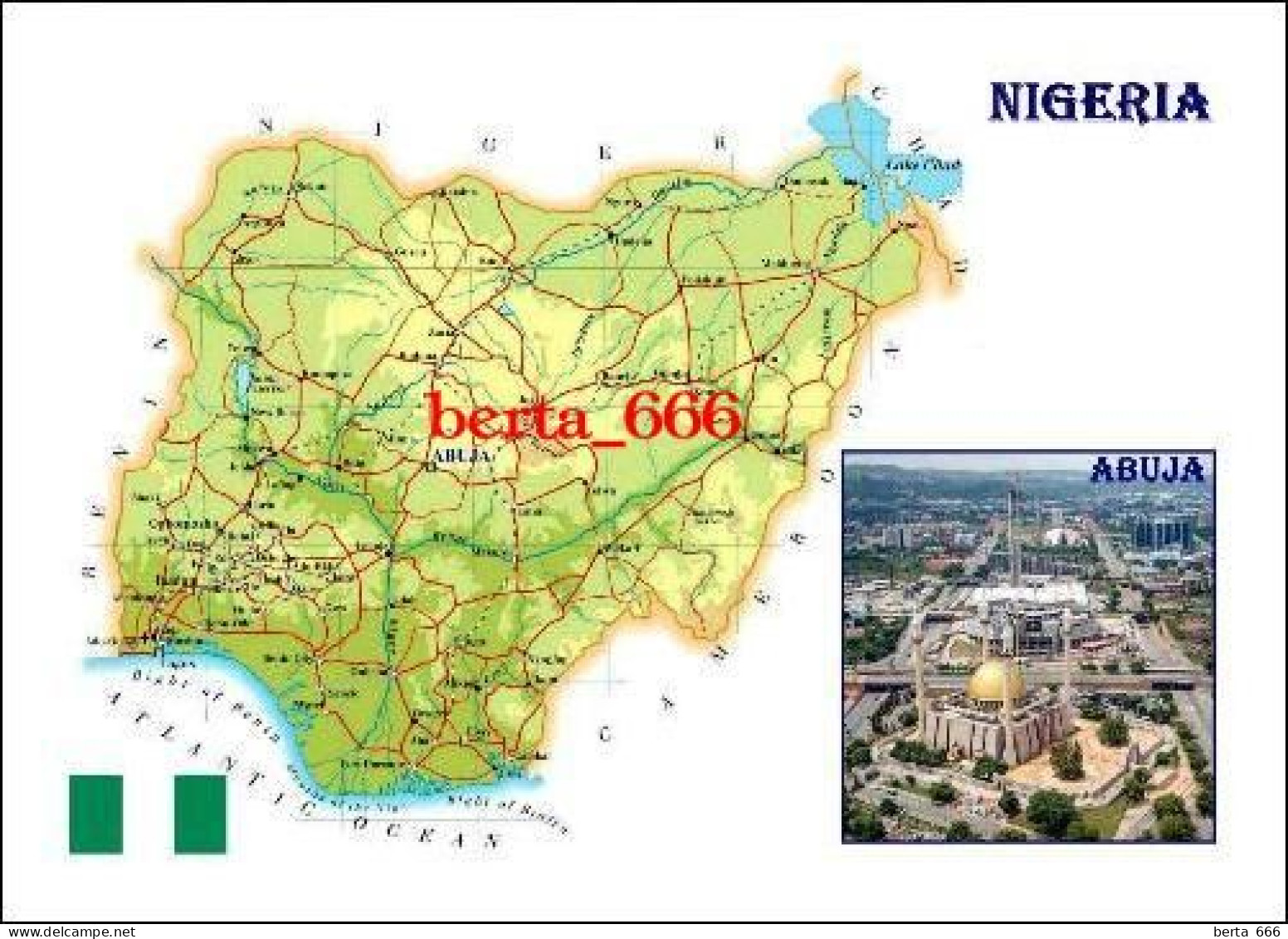 Nigeria Country Map New Postcard * Carte Geographique * Landkarte - Nigeria