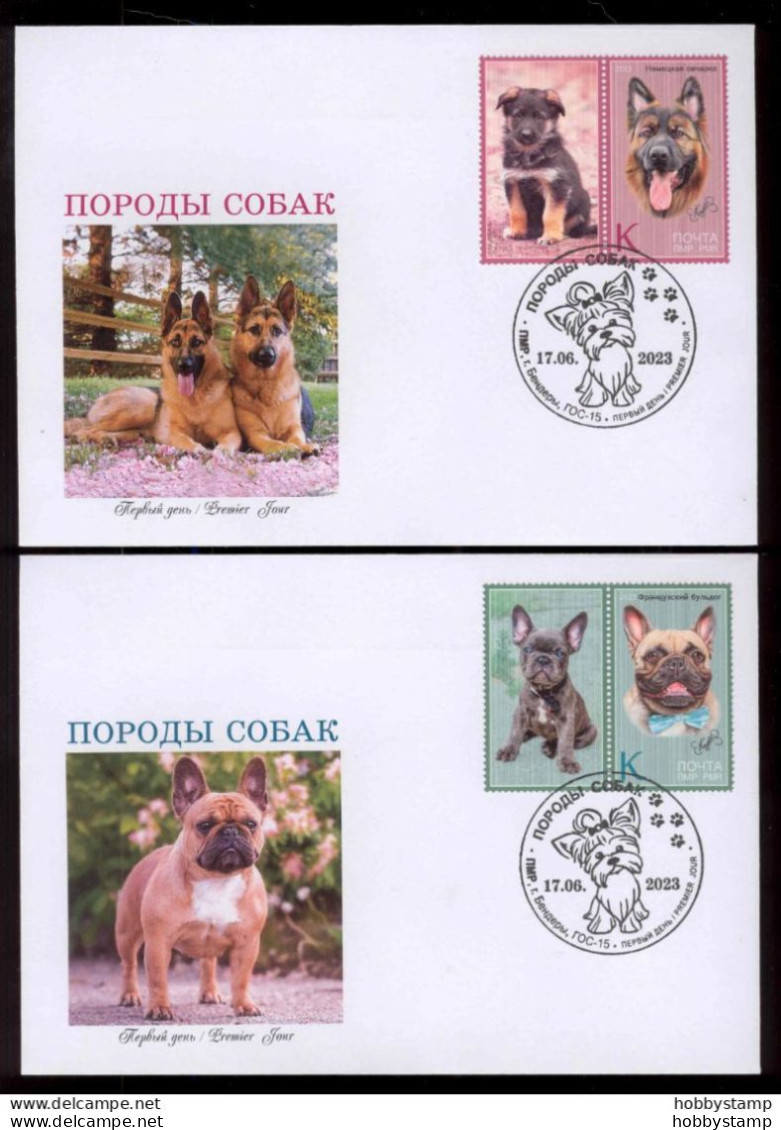 Label Transnistria 2023 Dog Breeds 6 FDC S - Viñetas De Fantasía