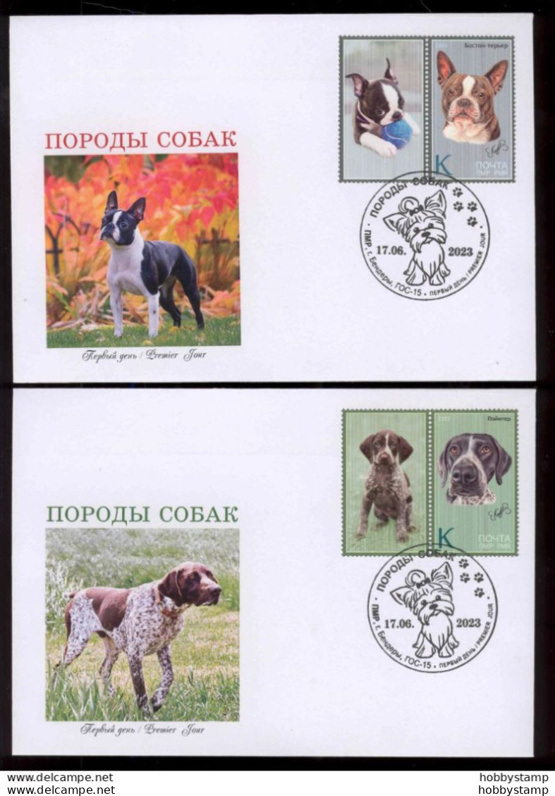 Label Transnistria 2023 Dog Breeds 6 FDC S - Viñetas De Fantasía