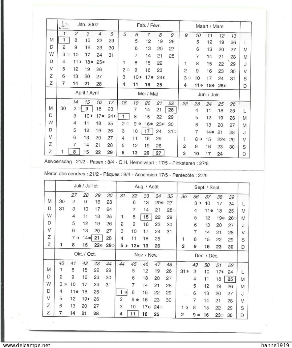 Ieper Frenchlaan Dagbladhandel Drukkerij Depuydt Kalender 2007 Calendrier Htje - Small : 2001-...