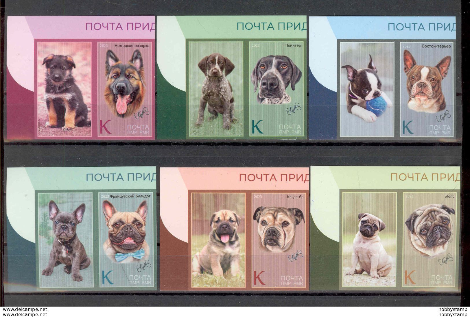 Label Transnistria 2023 Dog Breeds 6v**MNH + 6 Labels Imperforated - Vignettes De Fantaisie