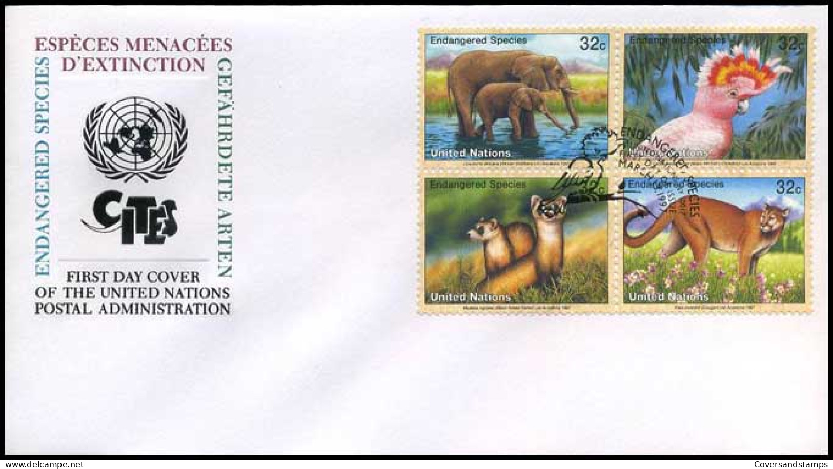 United Nations - Endangered Animals - FDC -  - Sonstige & Ohne Zuordnung