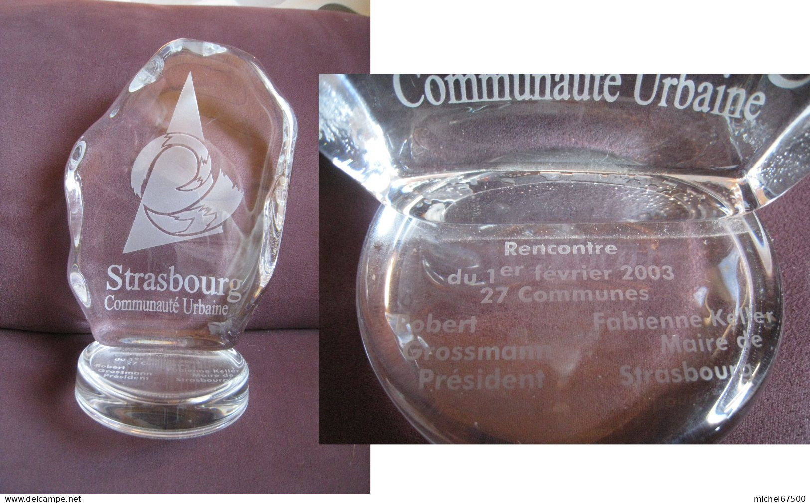 STRASBOURG Communauté Urbaine Objet Commémoratif  Rencontre Du 1er Février 2003 27 Communes - Obj. 'Herinnering Van'
