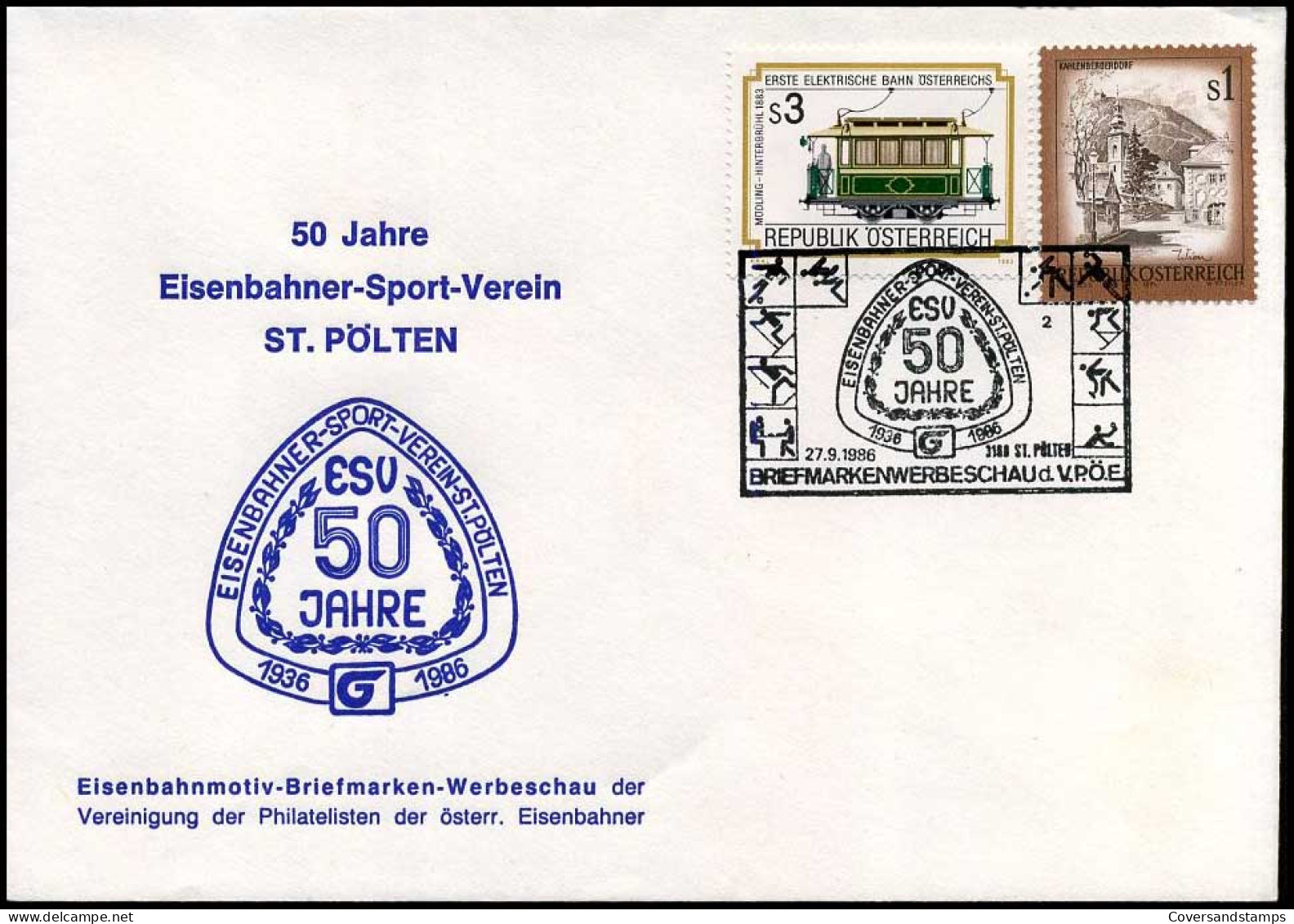österreich - FDC - 50 Jahre Eisenbahner-sport-verein St. Pölten - Trains