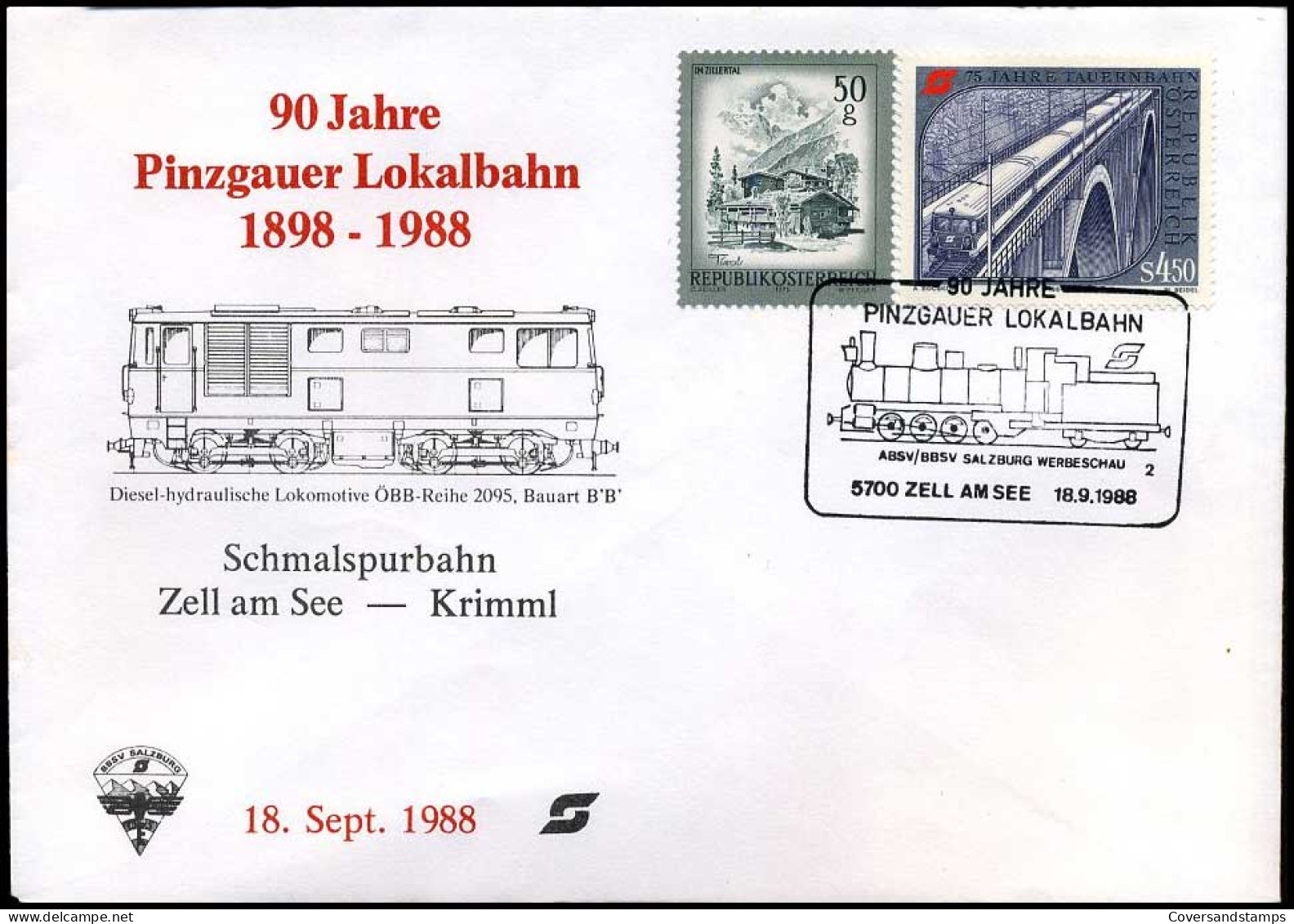 österreich - FDC - 90 Jhare Pinzgauer Lokalbahn - Trains