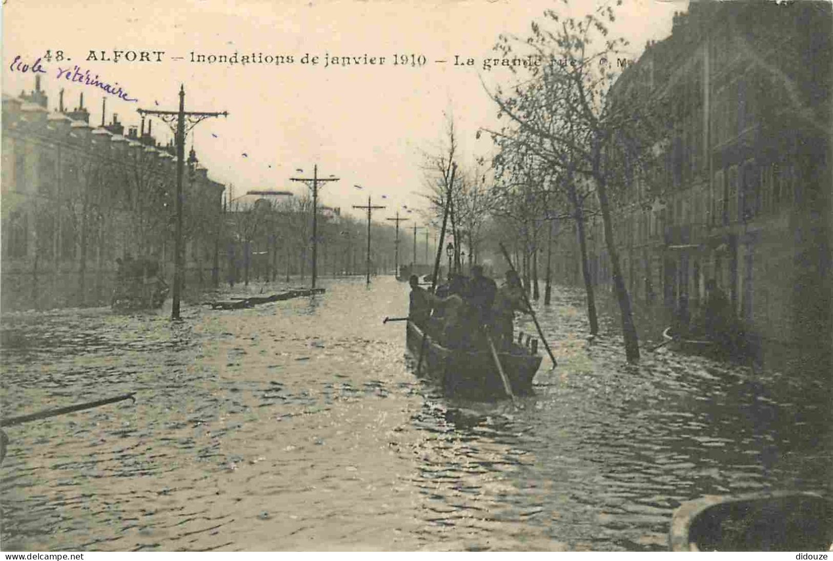 94 - Maisons Alfort - Crue De La Seine De 1910 - La Grande Rue - Animée - Correspondance - CPA - Voyagée En 1910 - Voir  - Maisons Alfort