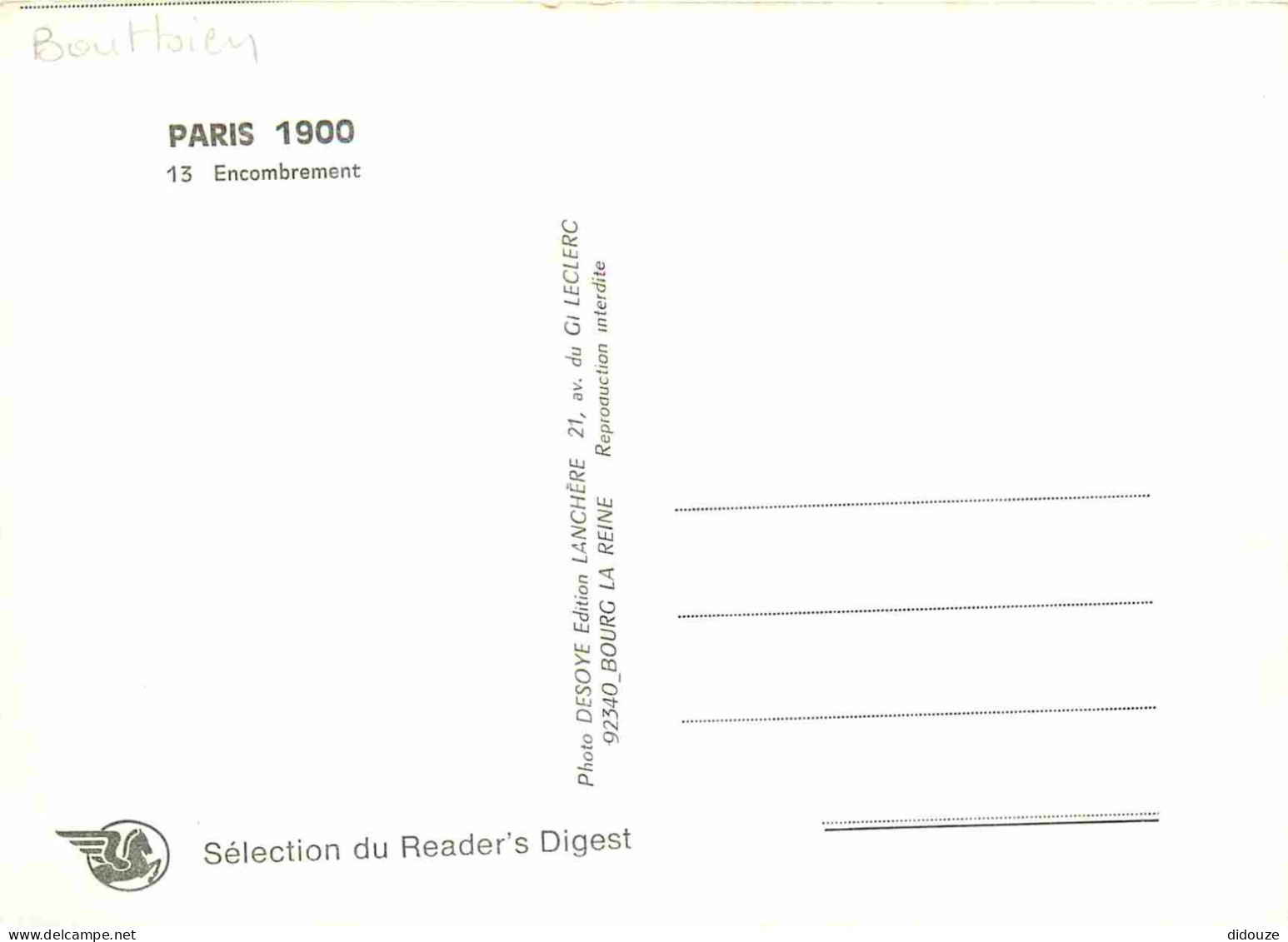 Reproduction CPA - 75 Paris - Encombrement - Fiacre - Paris 1900 - 13 - Sélection Du Reader's Digest - CPM - Voir Scans  - Sin Clasificación