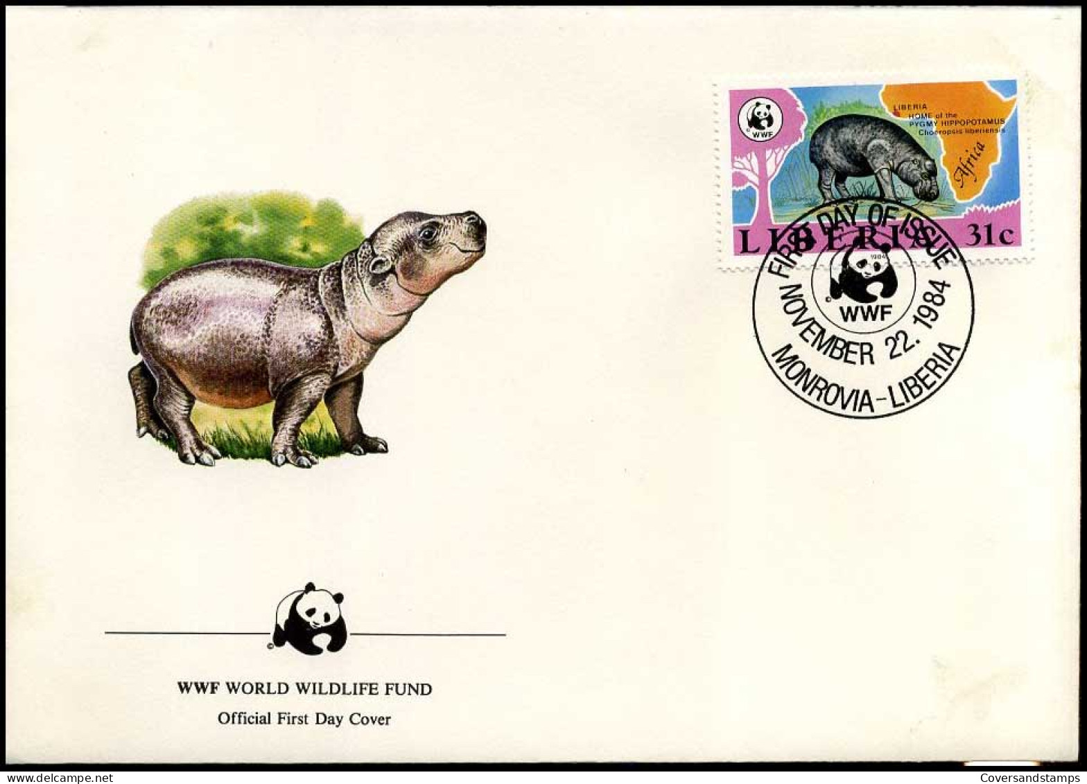 Liberia - FDC - Hippopotamus - FDC