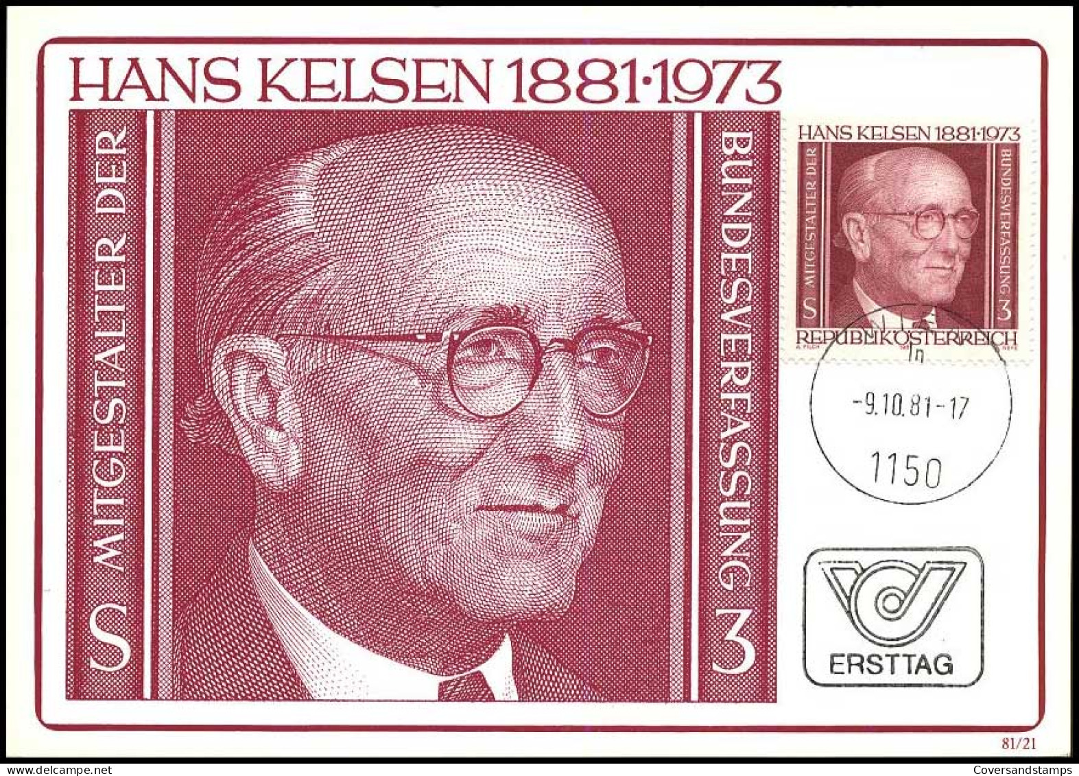 österreich - Maximum Card - Hans Kelsen - Cartoline Maximum