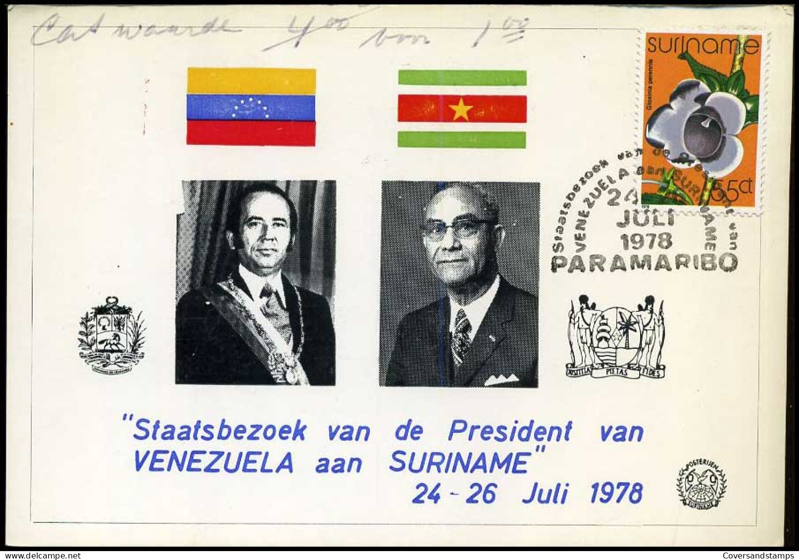 Suriname - Souvenir - Staatsbezoek Van De President Van Venezuela Aan Suriname - Surinam
