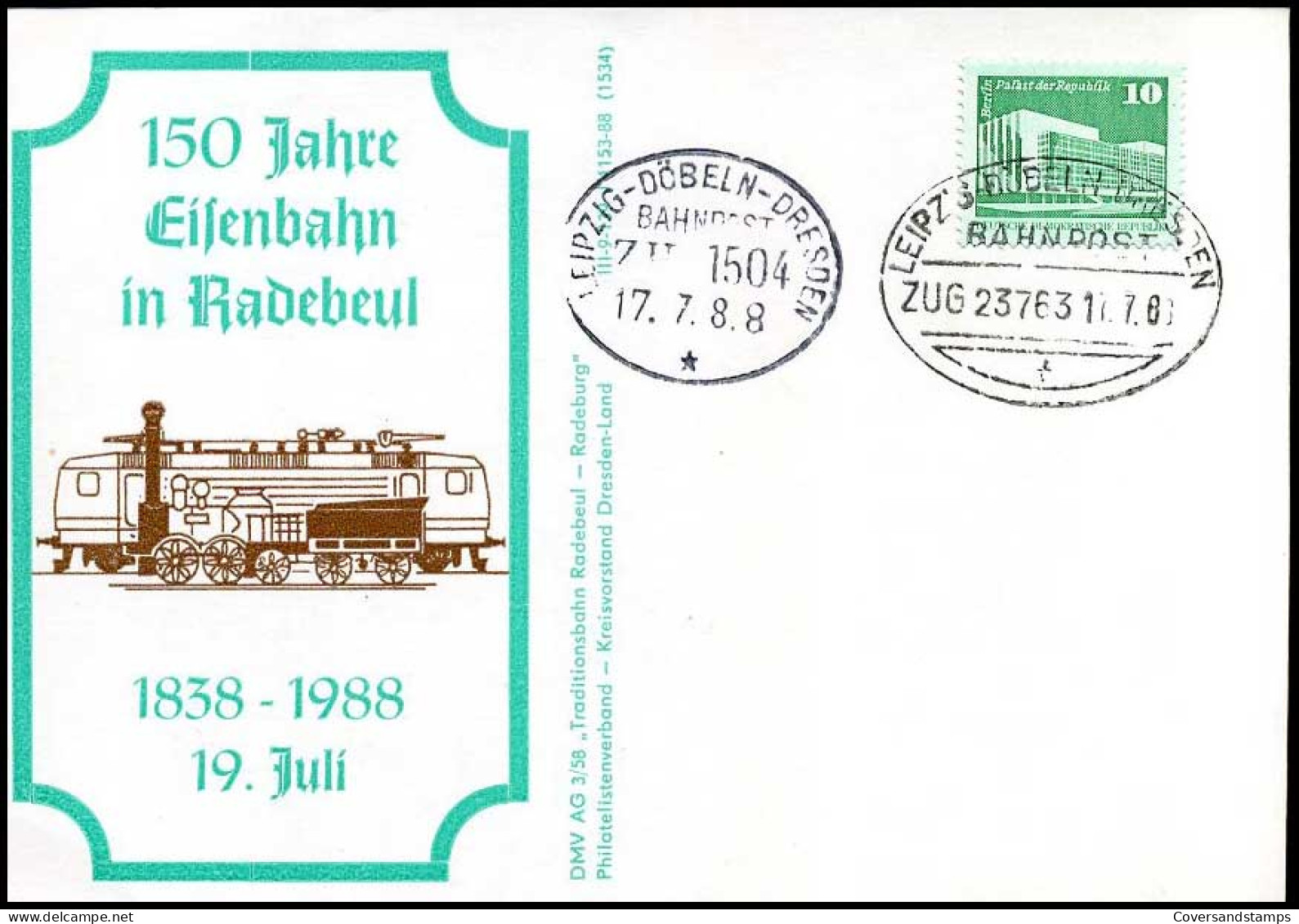 DDR - Postkarte - 150 Jahre Eisenbahn In Radebeul - Trains