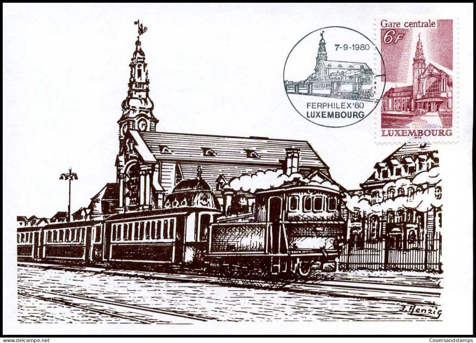 Luxembourg - Postcard - Place De La Gare, Train Voyageurs Pour Remich - Trains