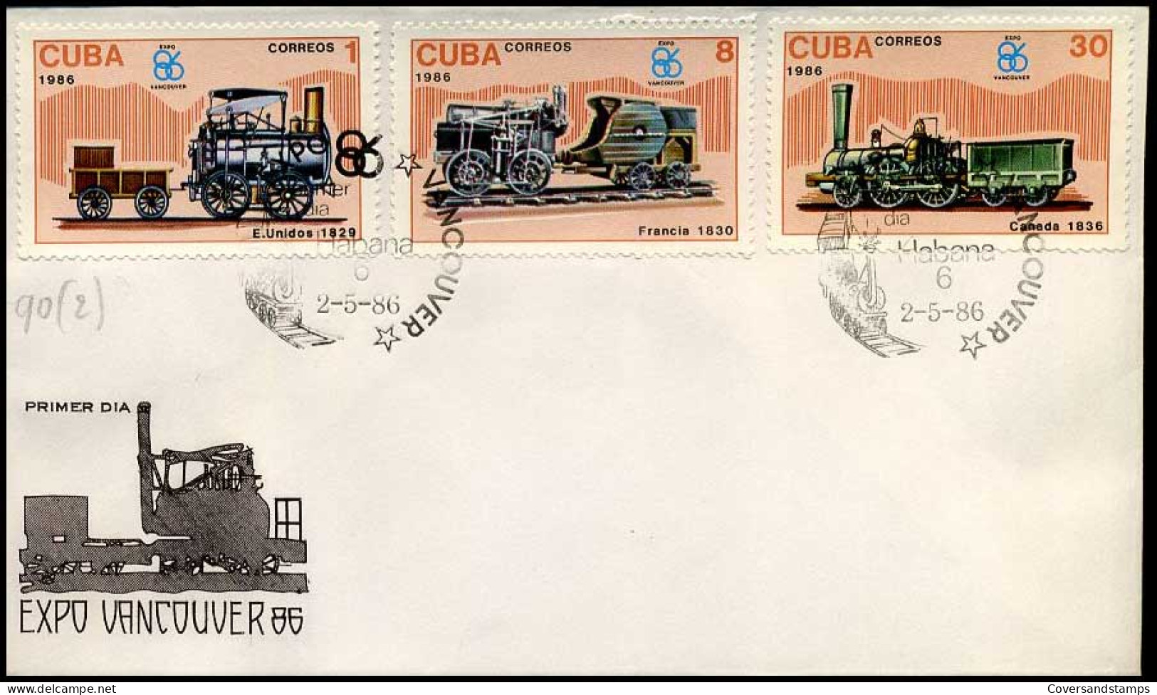 Cuba - FDC - Expo Vancouver 86 - Trains