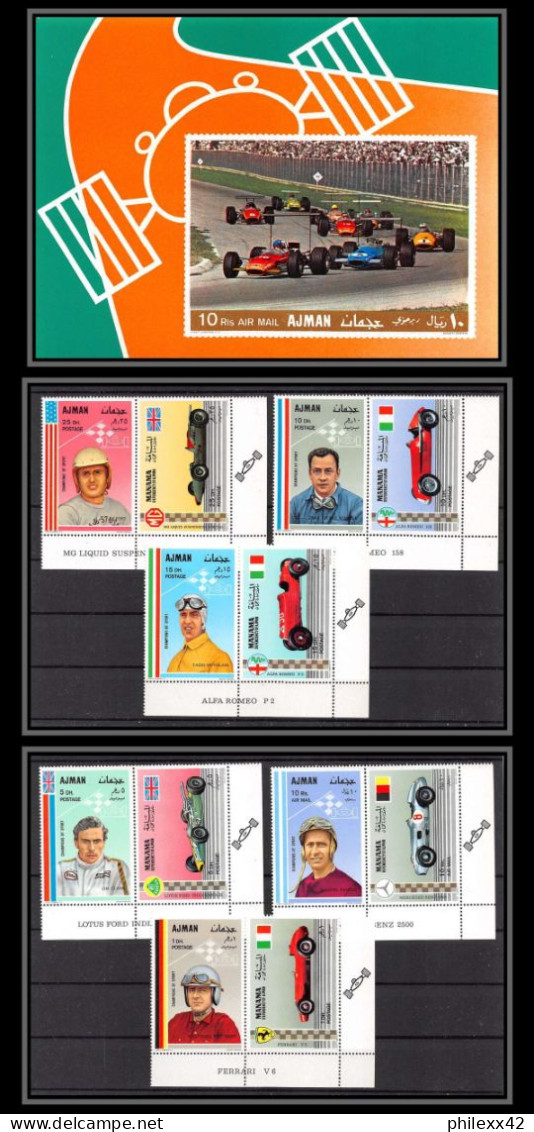 Ajman - 4551J N°369/374 A Manama 152 A/F +  Bloc N°91 A F1 Racing Cars On Track Motor Racing Voiture Neuf ** MNH Ferrari - Adschman