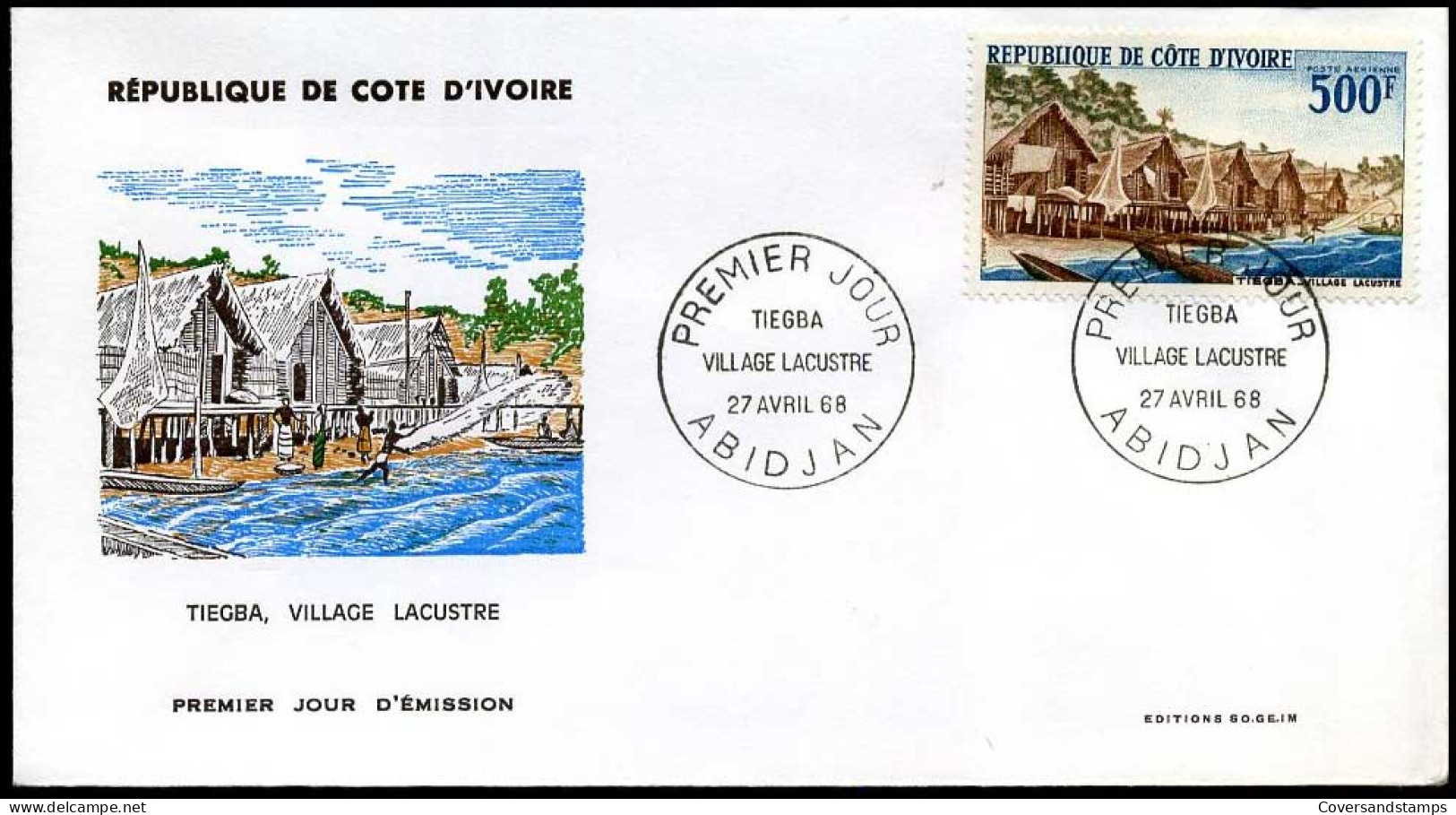 Côte D'Ivoire- FDC - Tiegba, Village Lacustre - Côte D'Ivoire (1960-...)