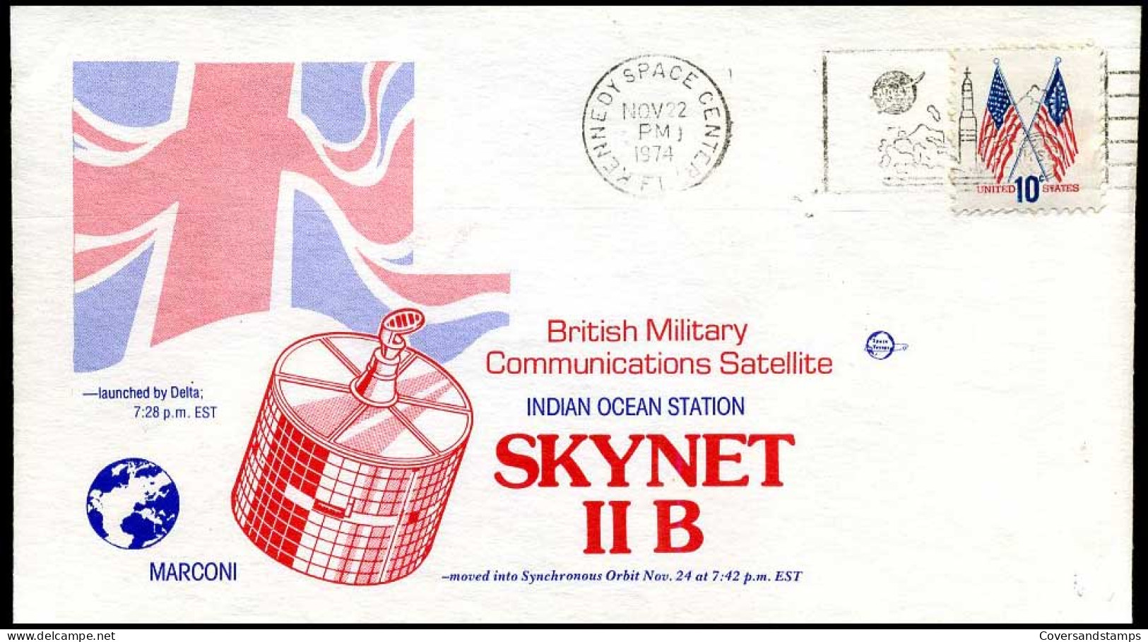 USA - FDC - British Military Communications Satellite, Indian Ocean Station, Skynet II B - Amérique Du Nord