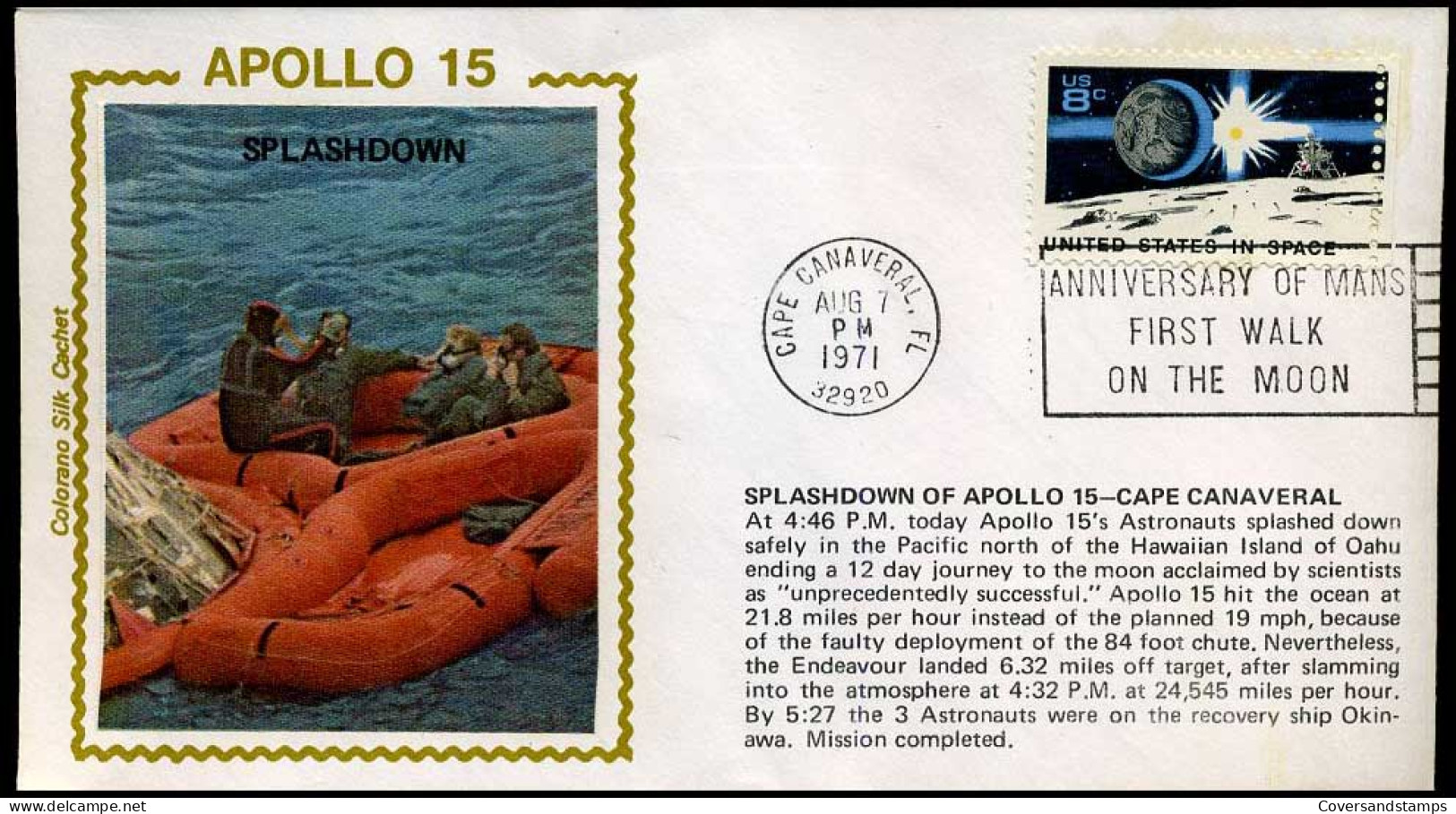 USA - FDC - Apollo 15 Splashdown - Amérique Du Nord