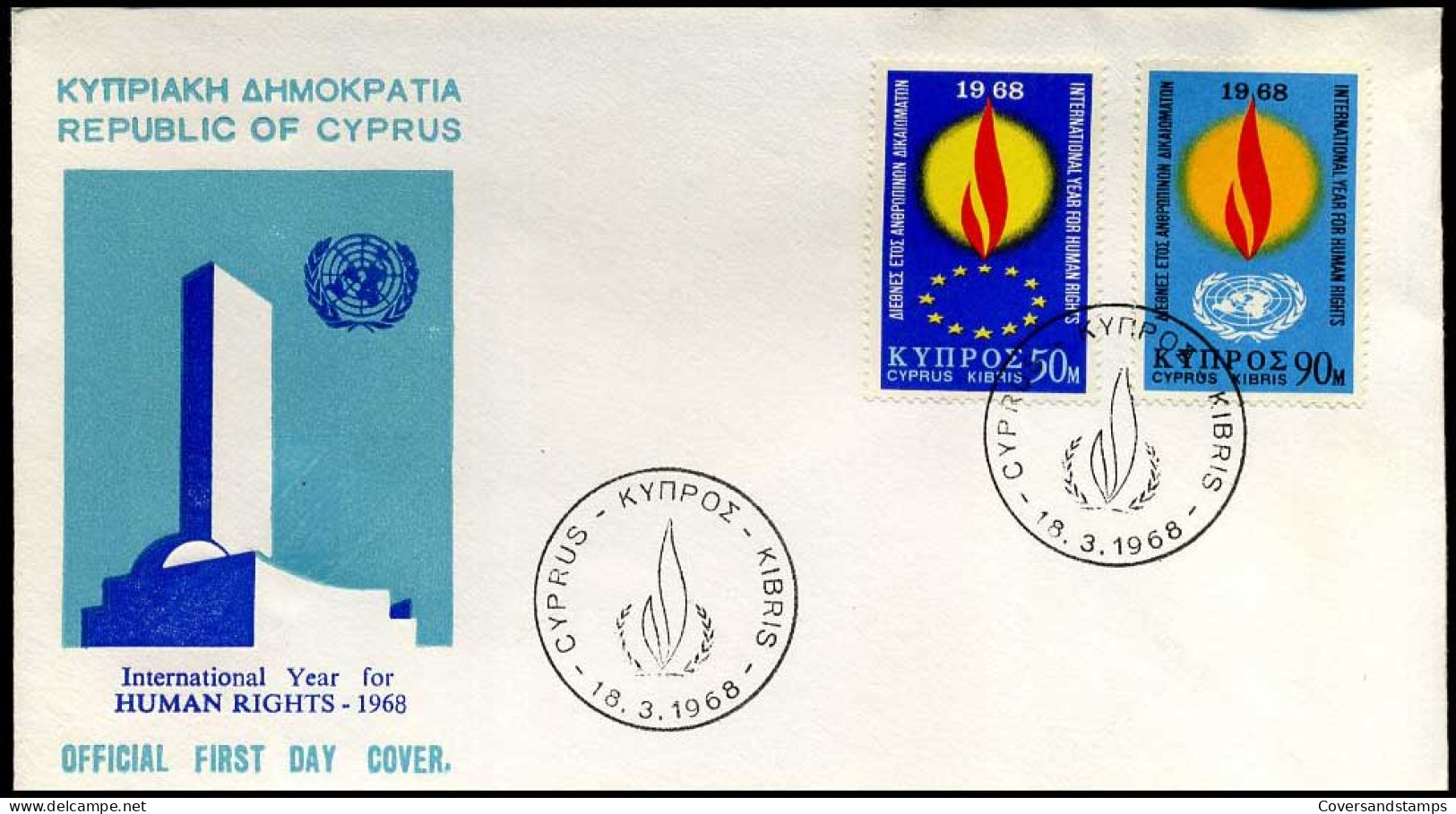 Cyprus - FDC - International Year For Human Rights - Brieven En Documenten