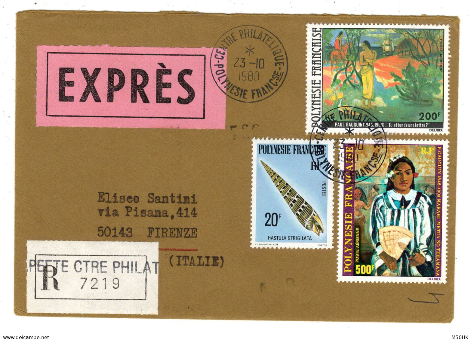 Polynesie - YV PA 144 & PA 154 + YV 142 , Oblitérés Papeete Centre Philatélique, Sur Lettre Exprès Pour L'Italie - Storia Postale