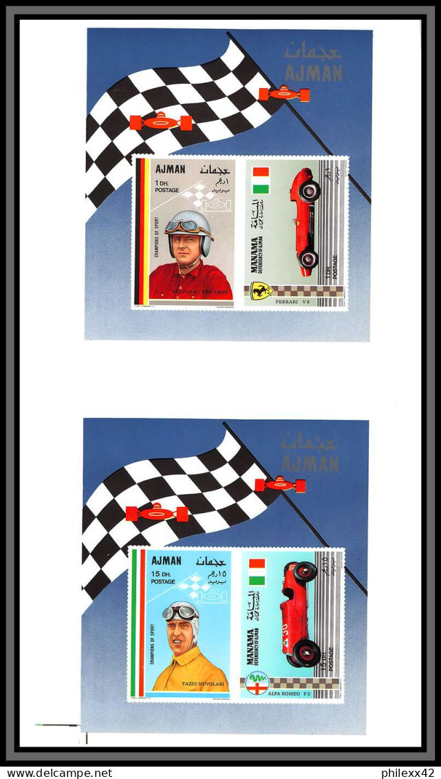 Ajman - 4552c N°92/95 B Nuvolari Von Trips Alfa Romeo Ferrari Racing Voiture Cars ** MNH Epreuve Deluxe Imperf Proof - Voitures