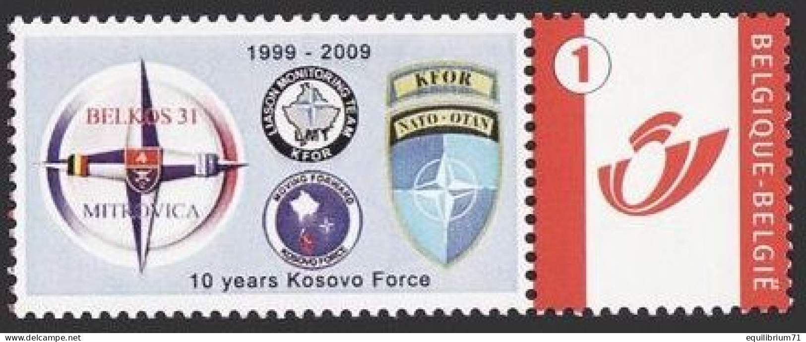 DUOSTAMP** / MYSTAMP** - BELKOS31 - Mitrovica - KFOR - 10 Years Kosovo Force  1999-2009 - OTAN / NATO - NAVO