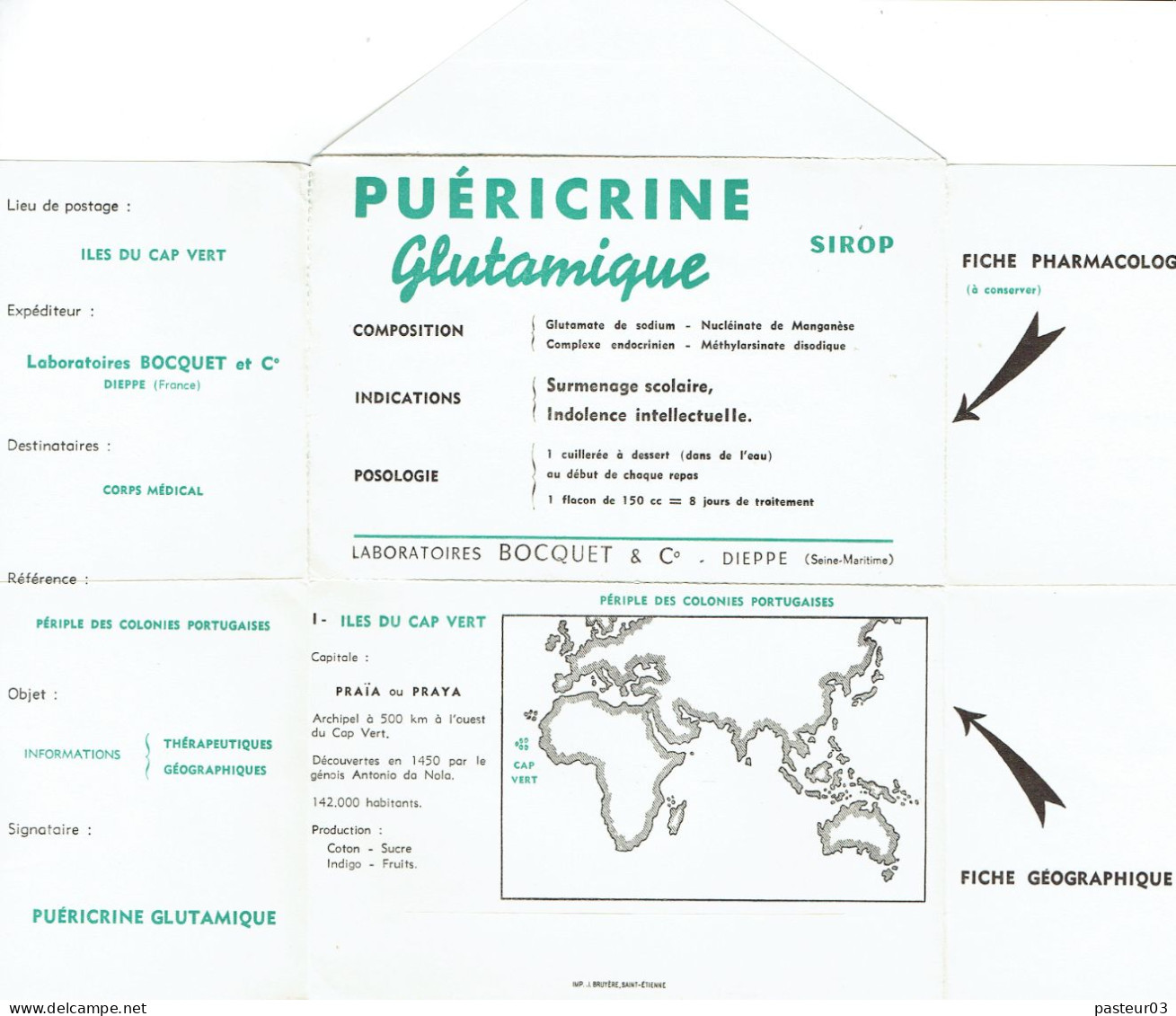 Cap Vert N° 270 Et 238 Lettre Du 10-8-1957 Laboratoire Puéricrine Glutamique - Kaapverdische Eilanden