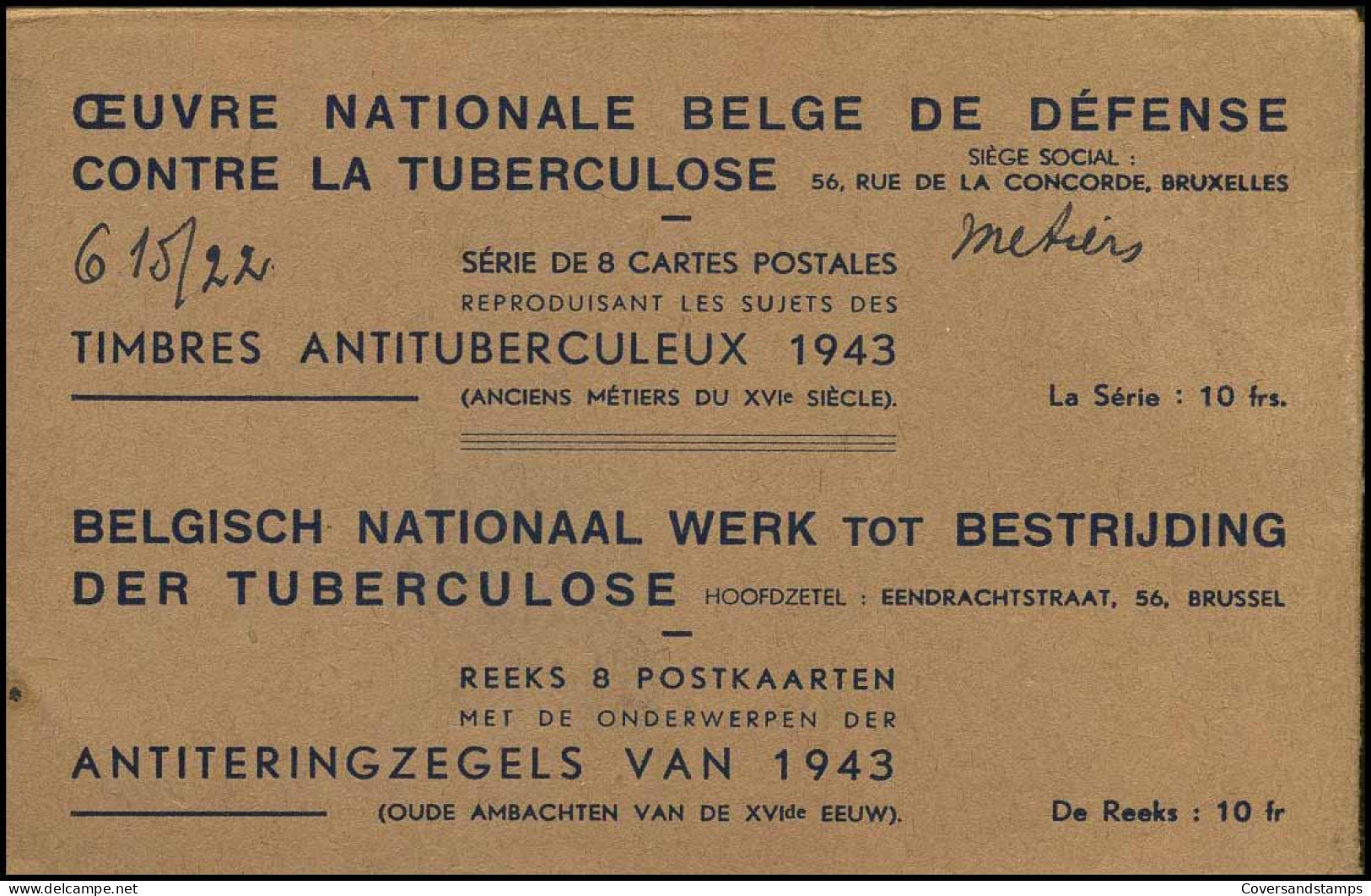 615/22 - MK - Tuberculosebestrijding, Ambachten - Les Métiers - 1934-1951