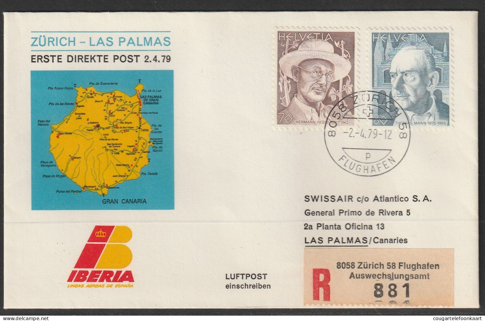1979, Iberia, Erstflug, Zürich - Las Palmas - First Flight Covers