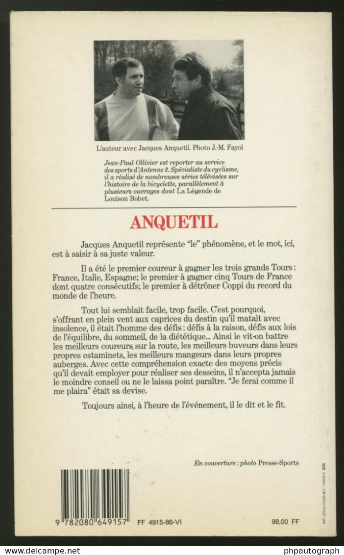 Jacques Anquetil (1934-1987) - French Cyclist - Rare Signed French Book - COA - Sportivo