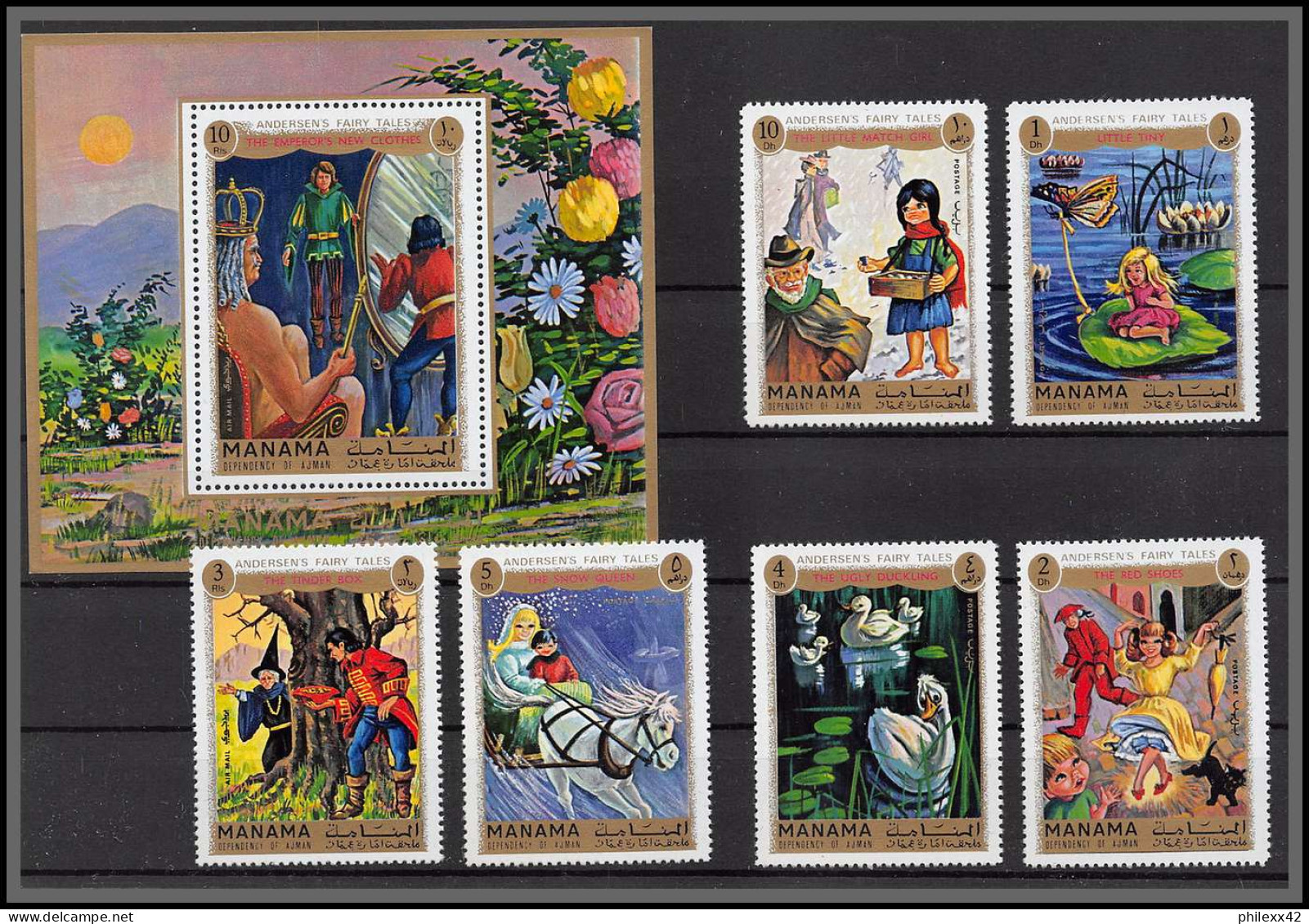 Manama - 3174h/ N° 893/898 A + Bloc 173 A Contes Fairy Tales Andersen ** MNH - Contes, Fables & Légendes