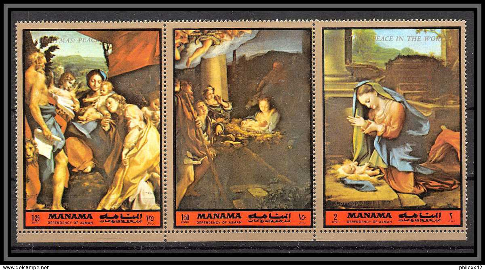 Manama - 3399/ N°1127/1129 A Correggio Tableau (Painting) Neuf ** MNH 1972 - Manama