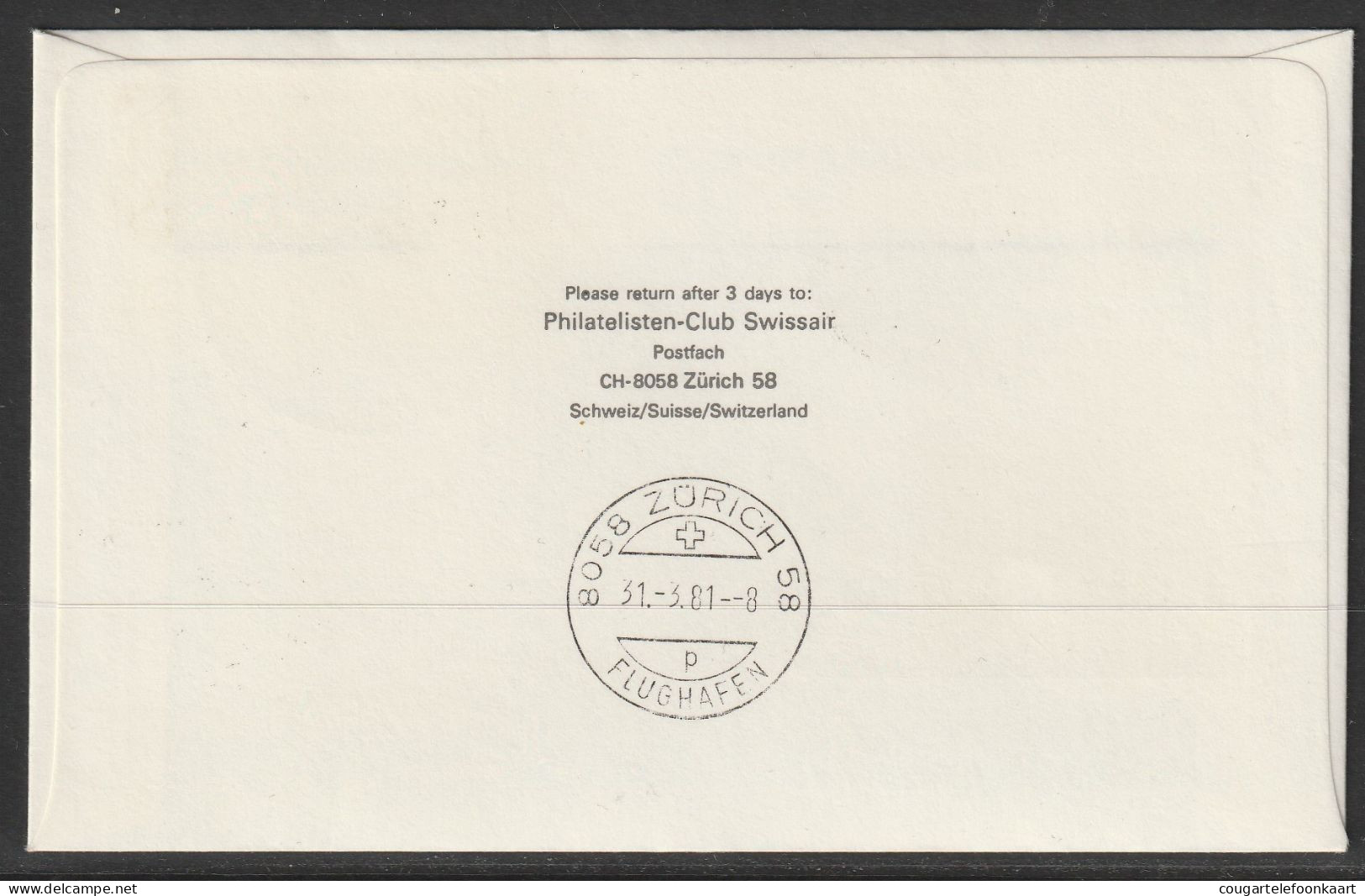 1981, Alitalia, Erstflug, Catania - Zürich - Airmail