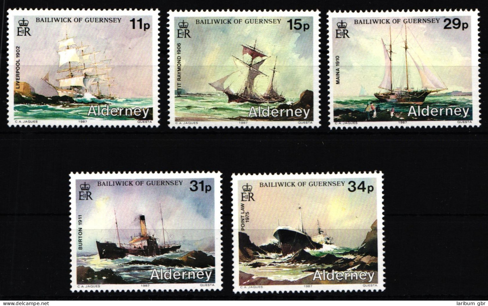 Alderney 32-36 Postfrisch Schiffswracks #NE881 - Alderney