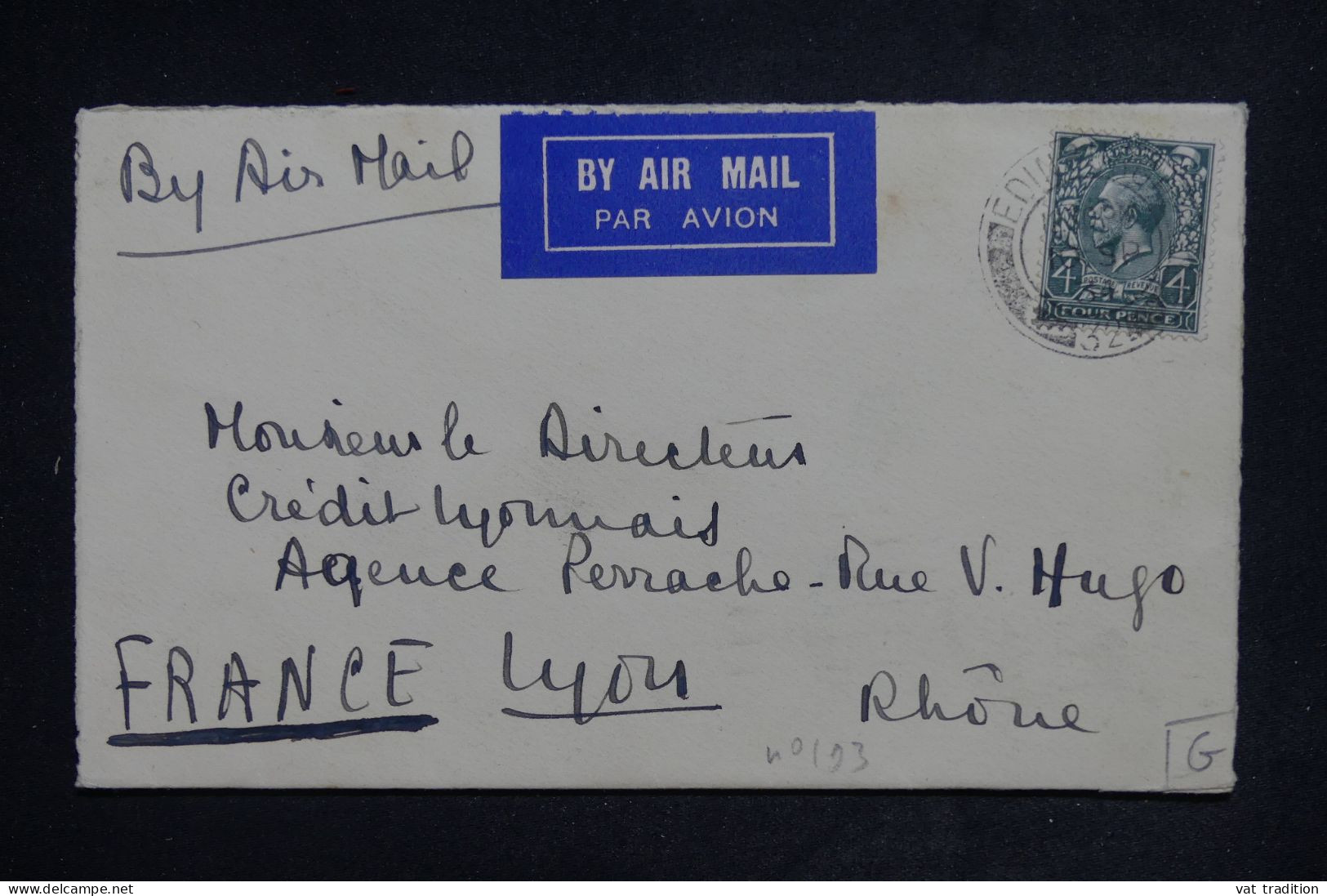 ROYAUME UNI - Enveloppe Pour La France Par Avion En 1934 - L 151480 - Lettres & Documents