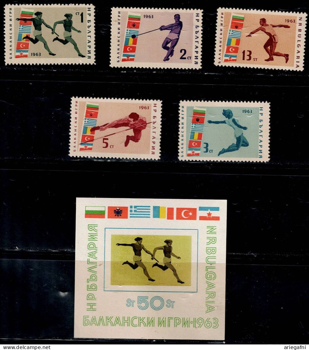 BULGARIA 1963 SPORT MI No 1399-403+ BLOCK 11 MNH VF!! - Unused Stamps