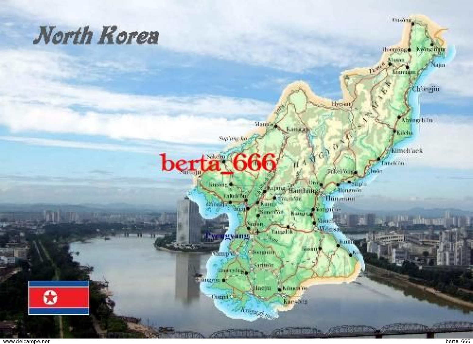 North Korea Country Map New Postcard * Carte Geographique * Landkarte - Corea Del Norte