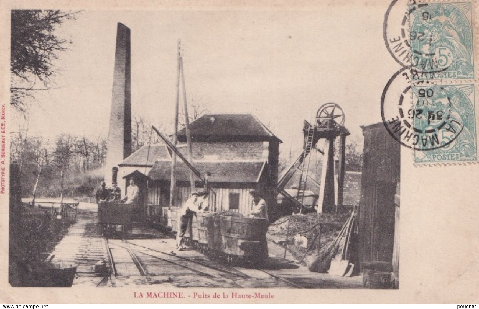 E8-58) LA MACHINE (NIEVRE) PUITS DE LA HAUTE MEULE  - ANIMATION - MINES - CHARIOTS SUR RAILS - EN 1905 - La Machine