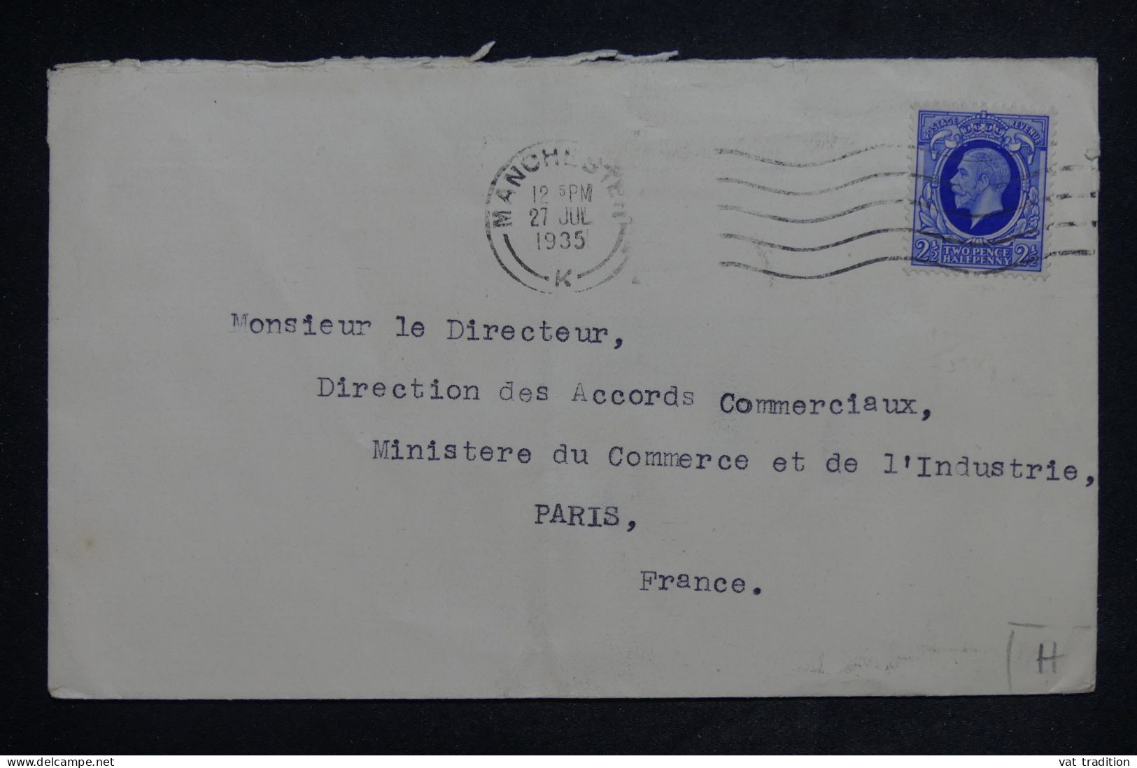 ROYAUME UNI - Enveloppe De La Chambre De Commerce De Manchester Pour La France En 1935 - L 151482 - Lettres & Documents