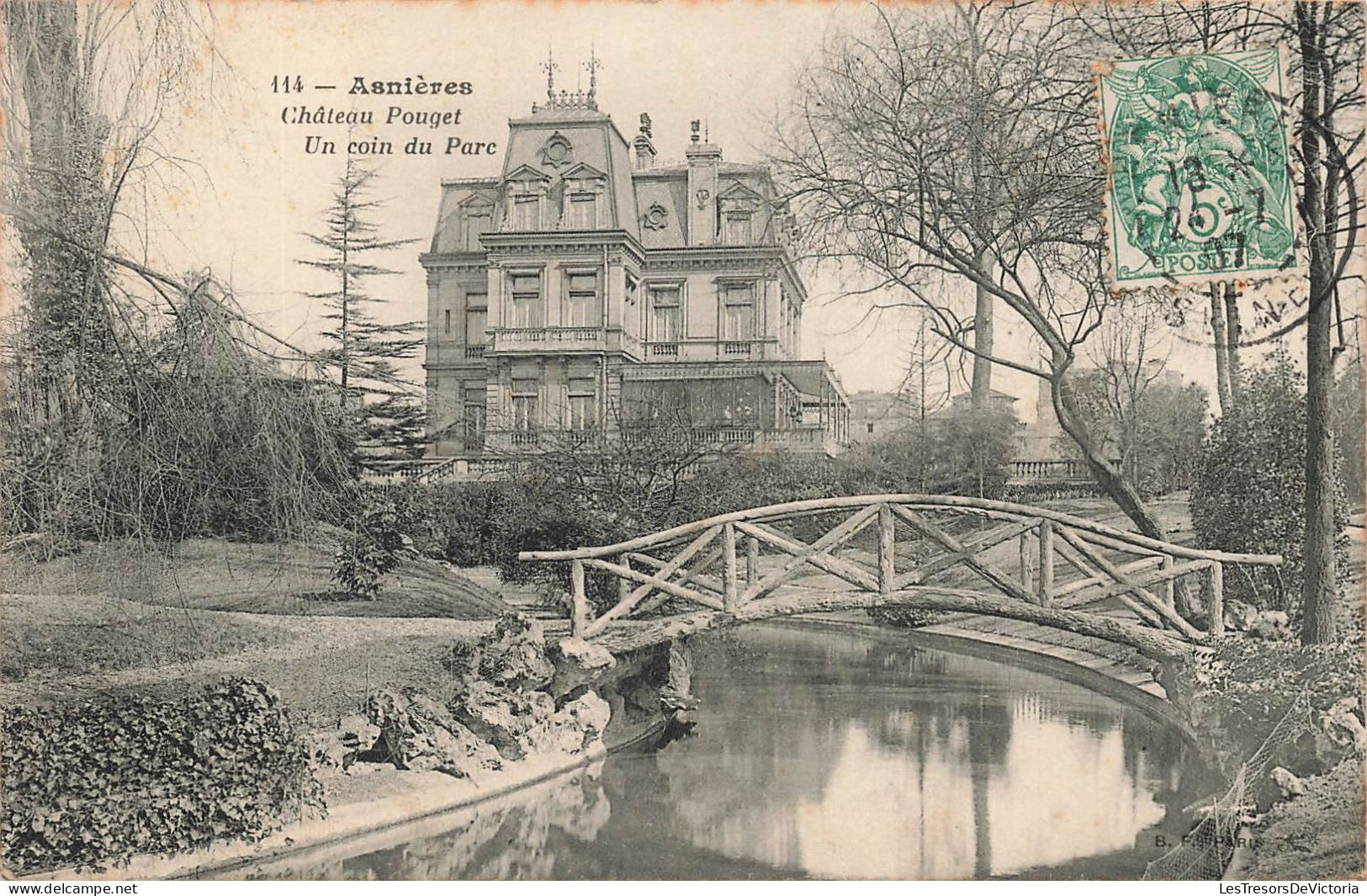 FRANCE - Asnières - Vue Du Château Pouget - Un Coin Du Parc - Pont - Vue D'ensemble - Carte Postale Ancienne - Asnieres Sur Seine