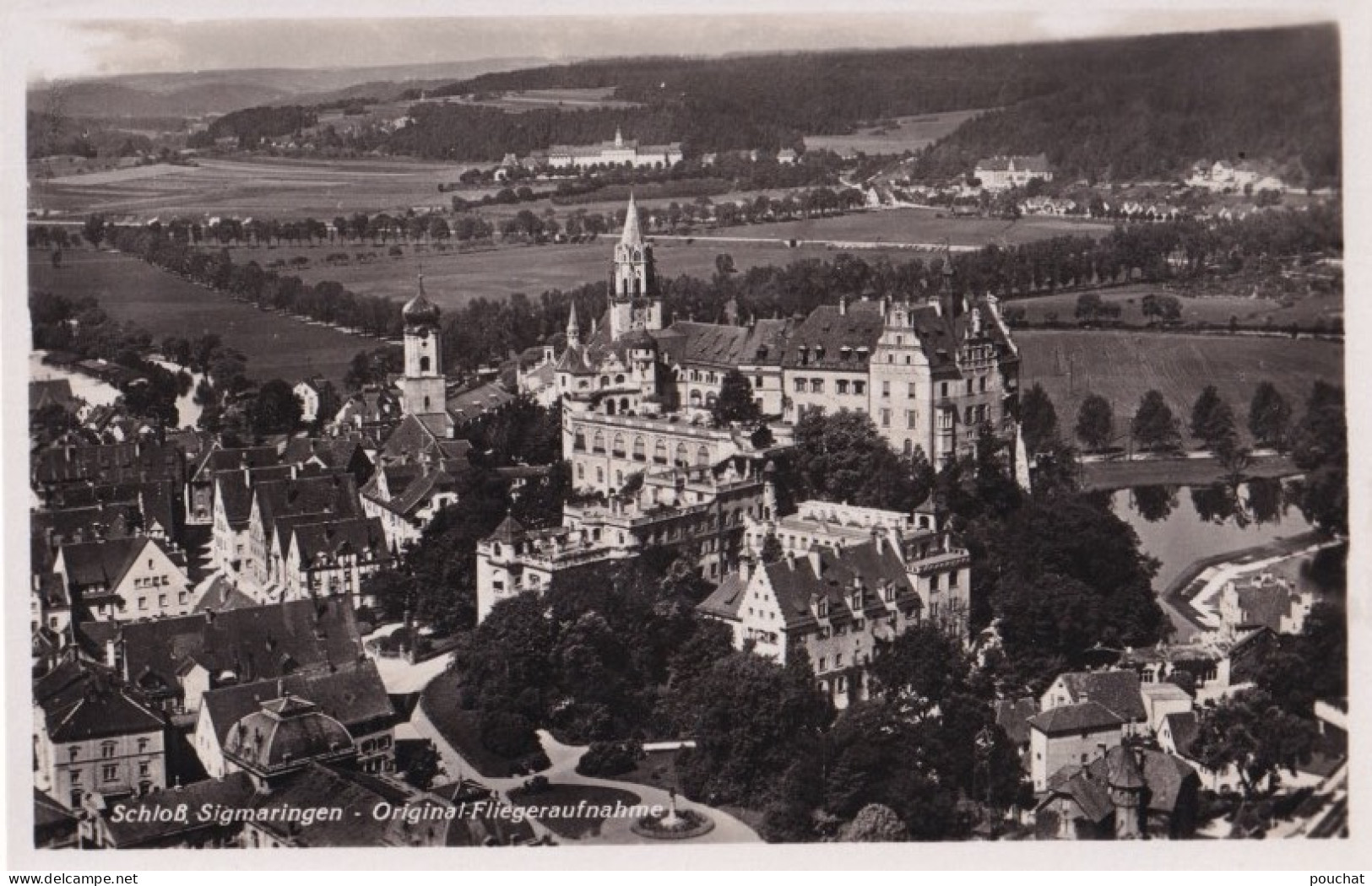 E18- SCHLOß  SIGMARINGEN - ORIGINAL FLIEGERAUFNAHME - ( 2 SCANS ) - Sigmaringen