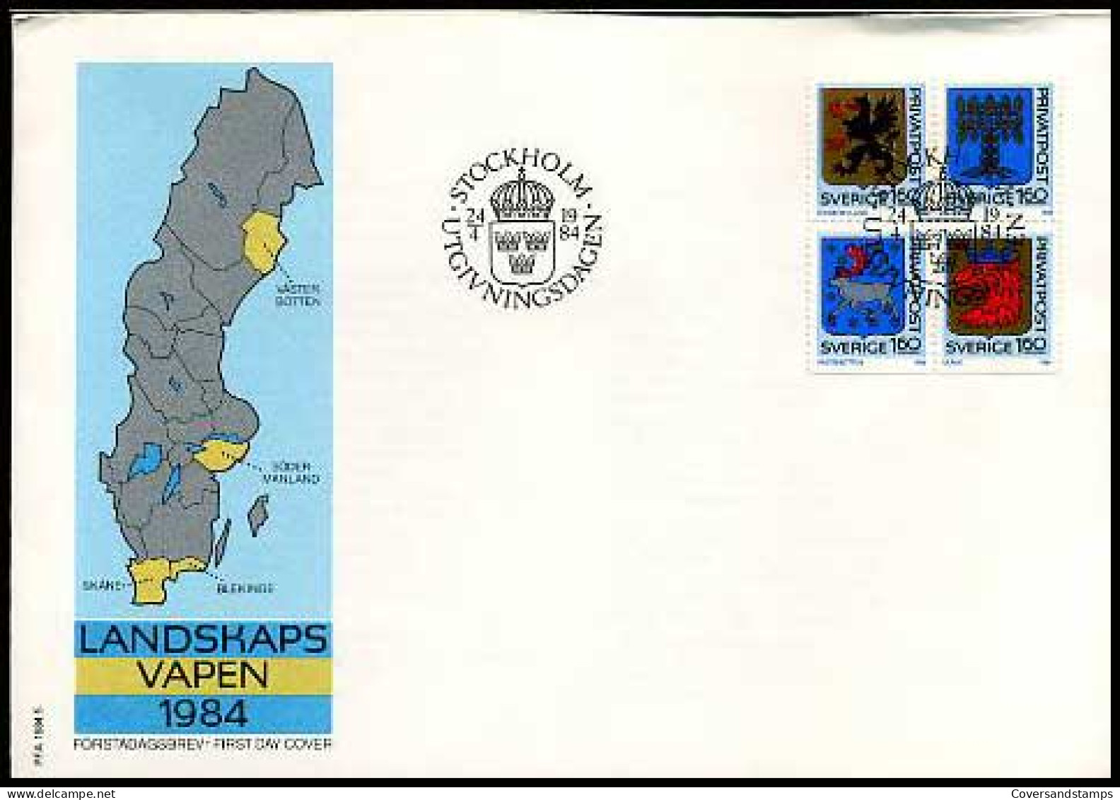 Zweden - Landskapvapen 1984 - - Maximum Cards & Covers