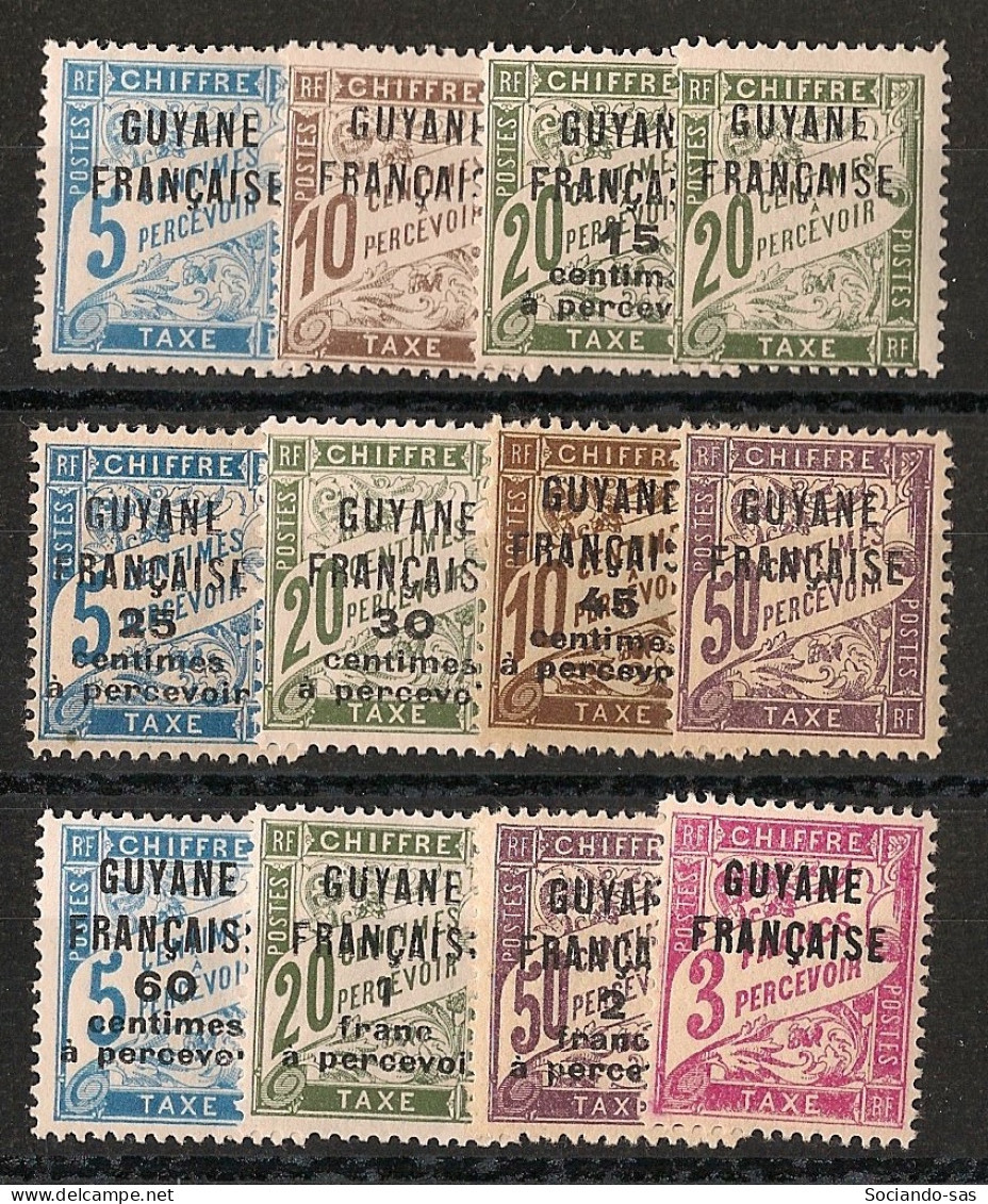GUYANE - 1928 - Taxe TT N°YT. 1 à 12 - Série Complète - Neuf * / MH VF - Unused Stamps