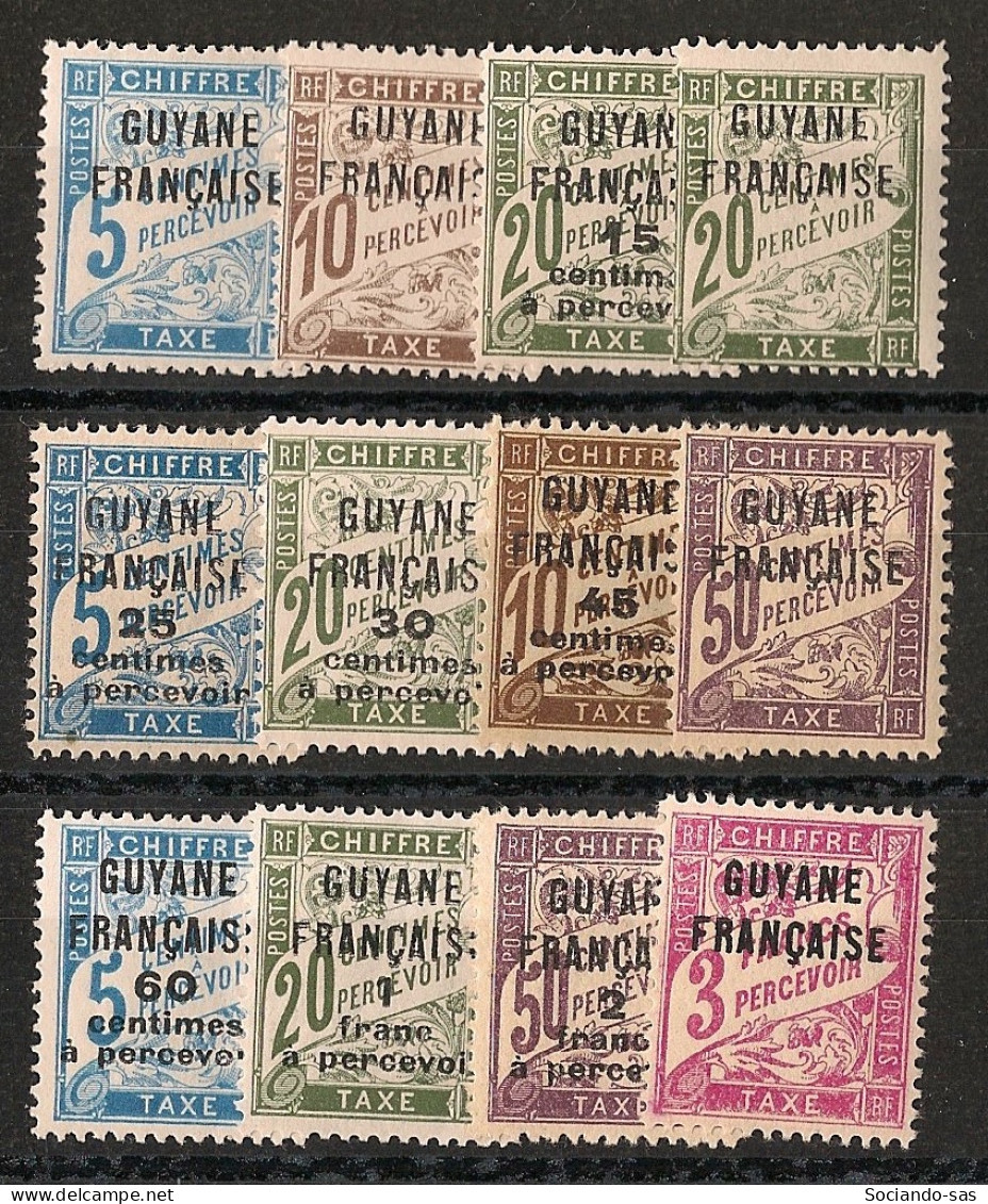 GUYANE - 1928 - Taxe TT N°YT. 1 à 12 - Série Complète - Neuf * / MH VF - Nuovi