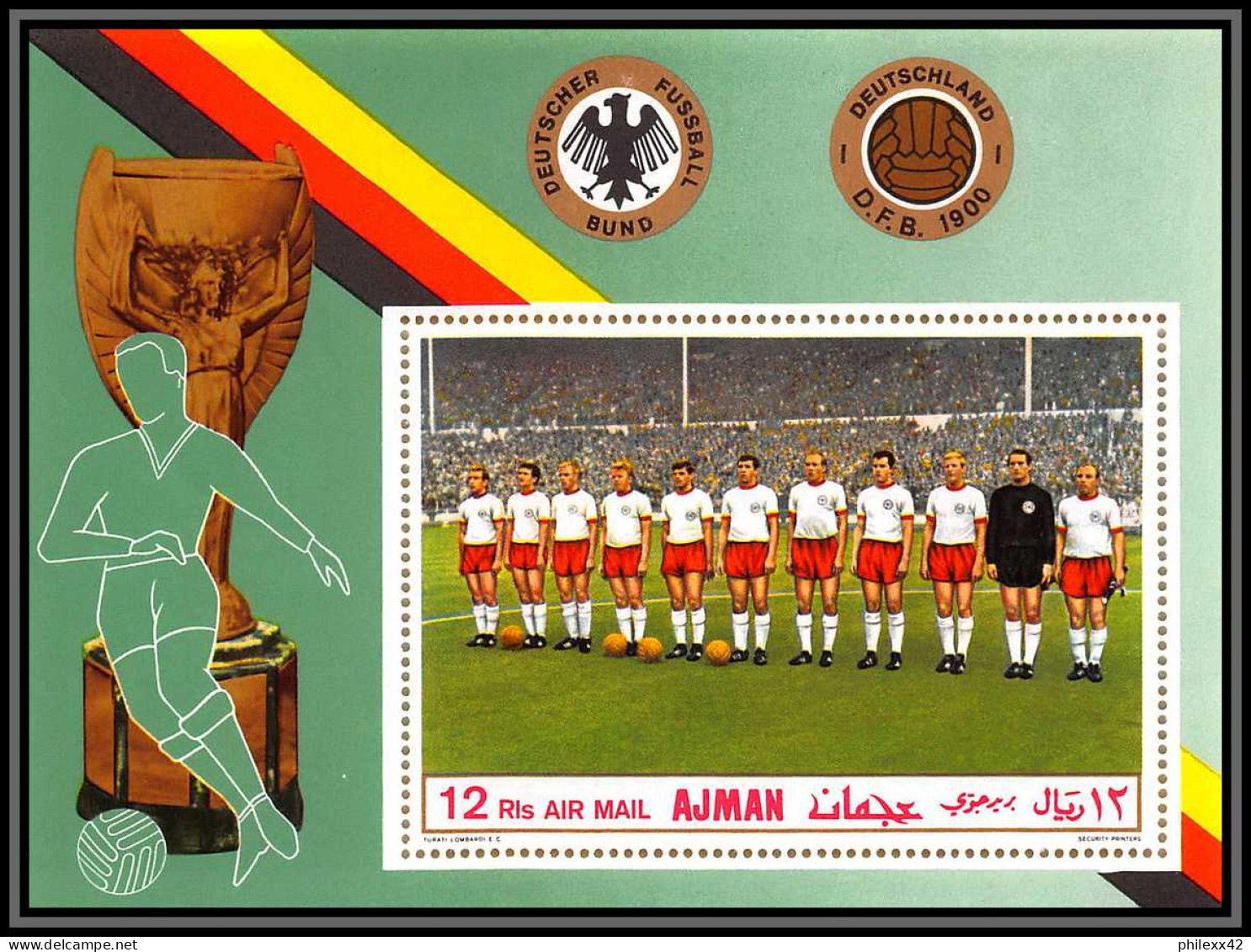 Ajman - 4526b/ Bloc N°84 A German National Football Team 1969 Soccer Neuf ** MNH - 1970 – Mexique