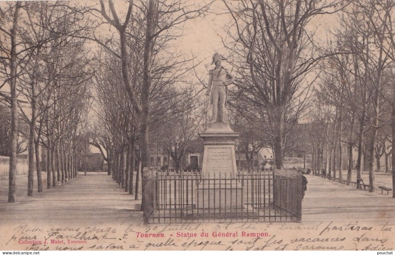 F4-07) TOURNON (ARDECHE) STATUE DU GENERAL  RAMPON  ( 2 SCANS )  - Tournon