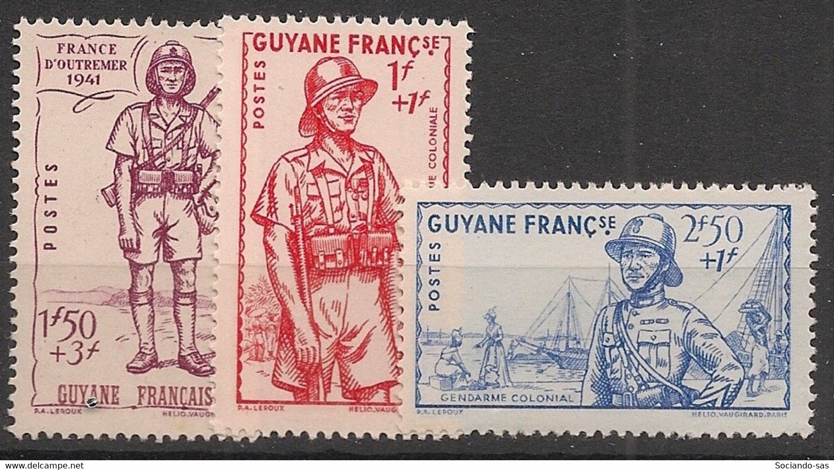 GUYANE - 1941 - N°YT. 169 à 171 - Défense De L'empire - Neuf * / MH VF - Ungebraucht