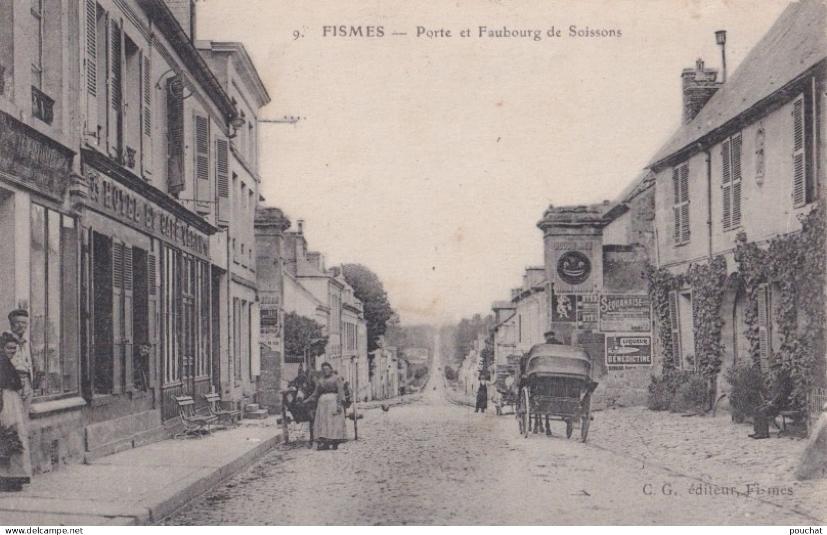 F4-51) FISMES - PORTE ET FAUBOURG DE SOISSONS - ANIMEE -  EN 1916 - ( 2 SCANS ) - Fismes