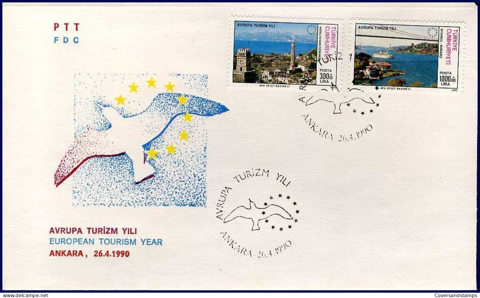 Turkije - FDC - Europees Toerisme Jaar  -  26-04-1990                      - FDC