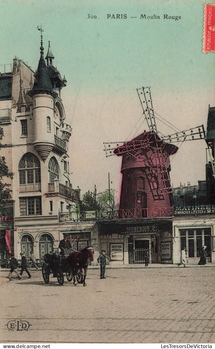 FRANCE - Paris - Moulin Rouge - Voiture - Cheval - Animé - Vue D'une Rue - Vue Générale - Carte Postale Ancienne - Sonstige Sehenswürdigkeiten