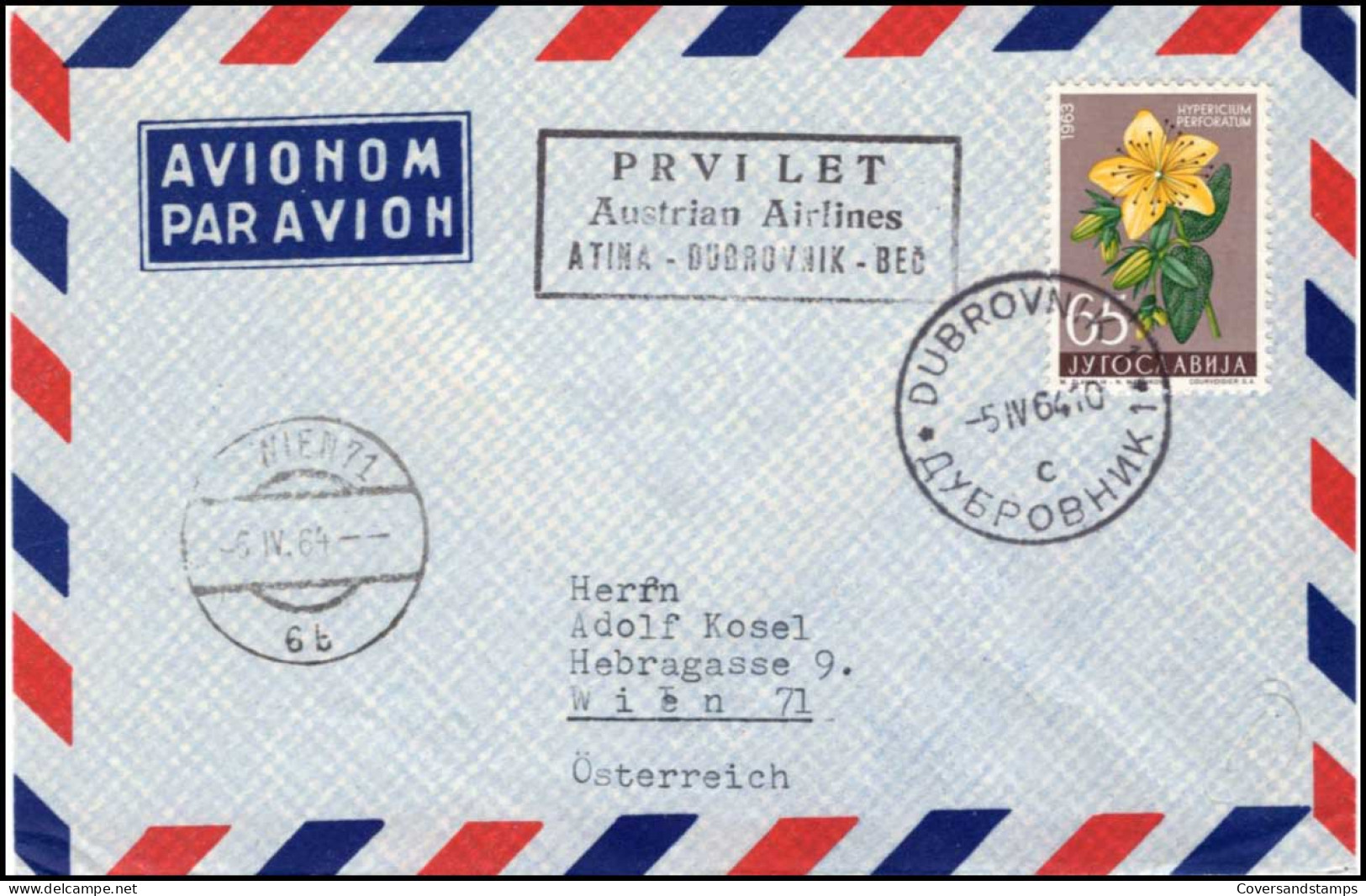 Cover From Jugoslavia To Austria - Airmail - Covers & Documents